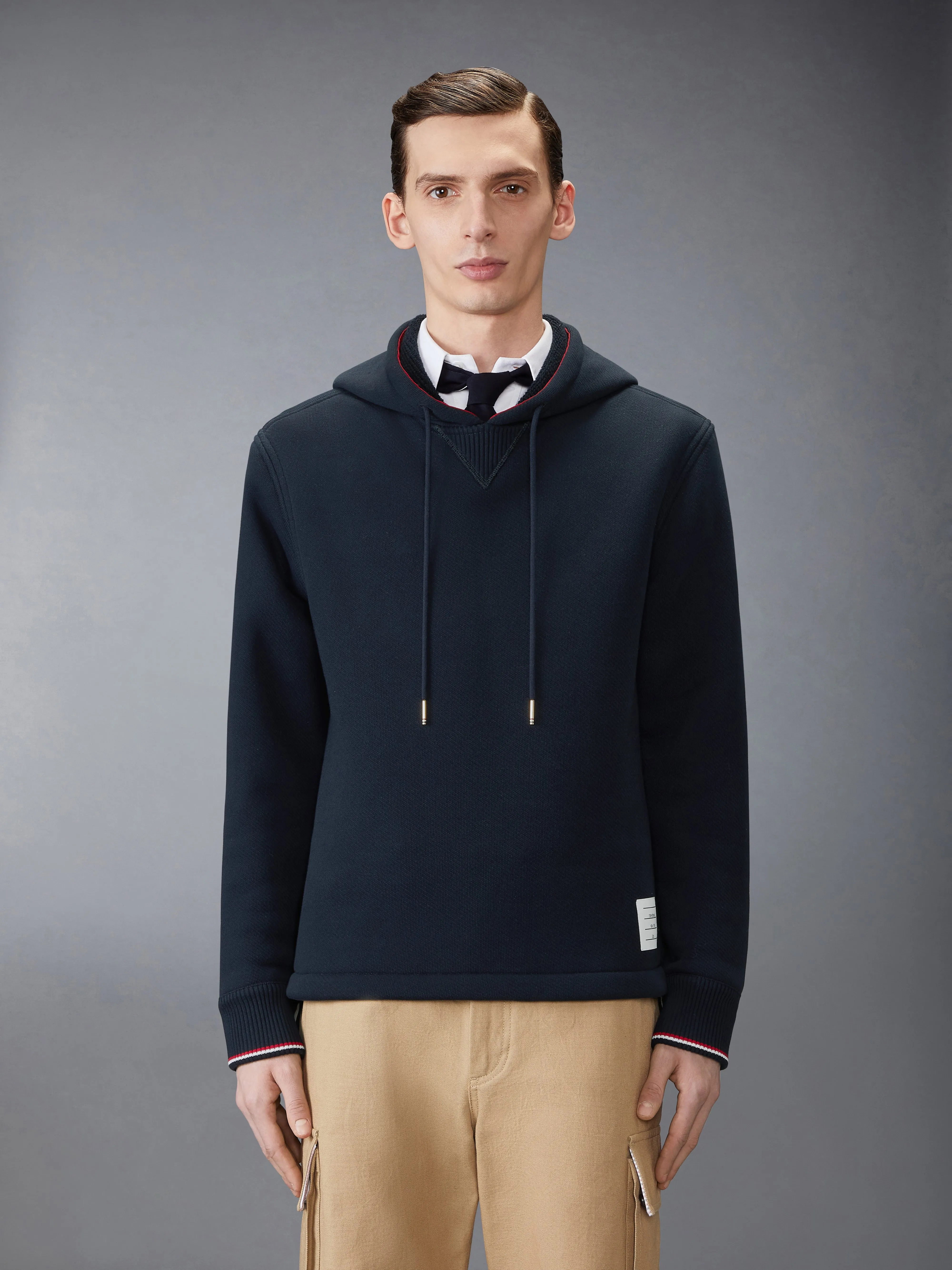 LOOPBACK OVERSIZED RWB STRIPE HOODIE sold by Thom Browne