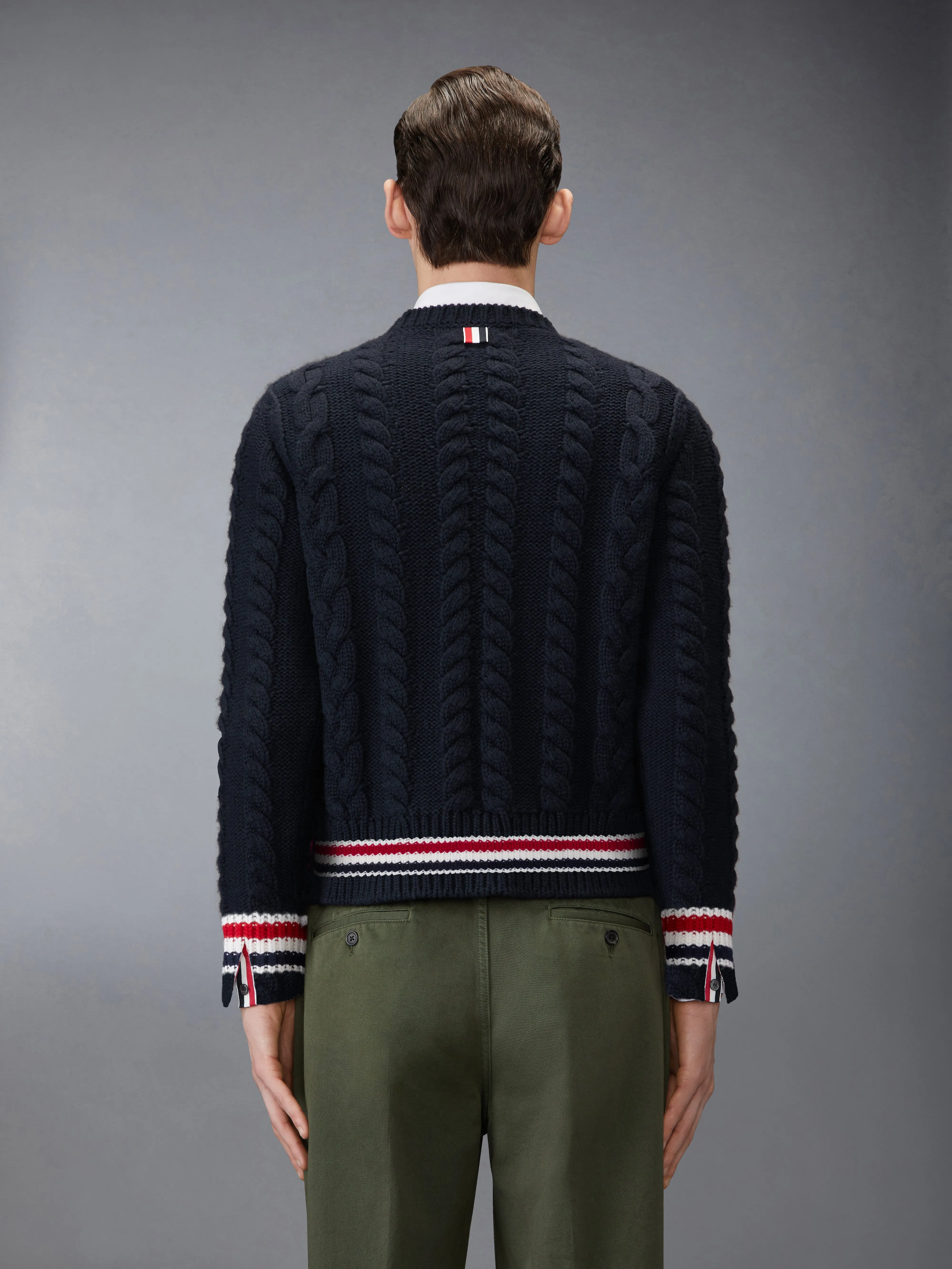 ARAN CABLE STITCH MERINO WOOL PULLOVER sold by Thom Browne product image thumbnail 2