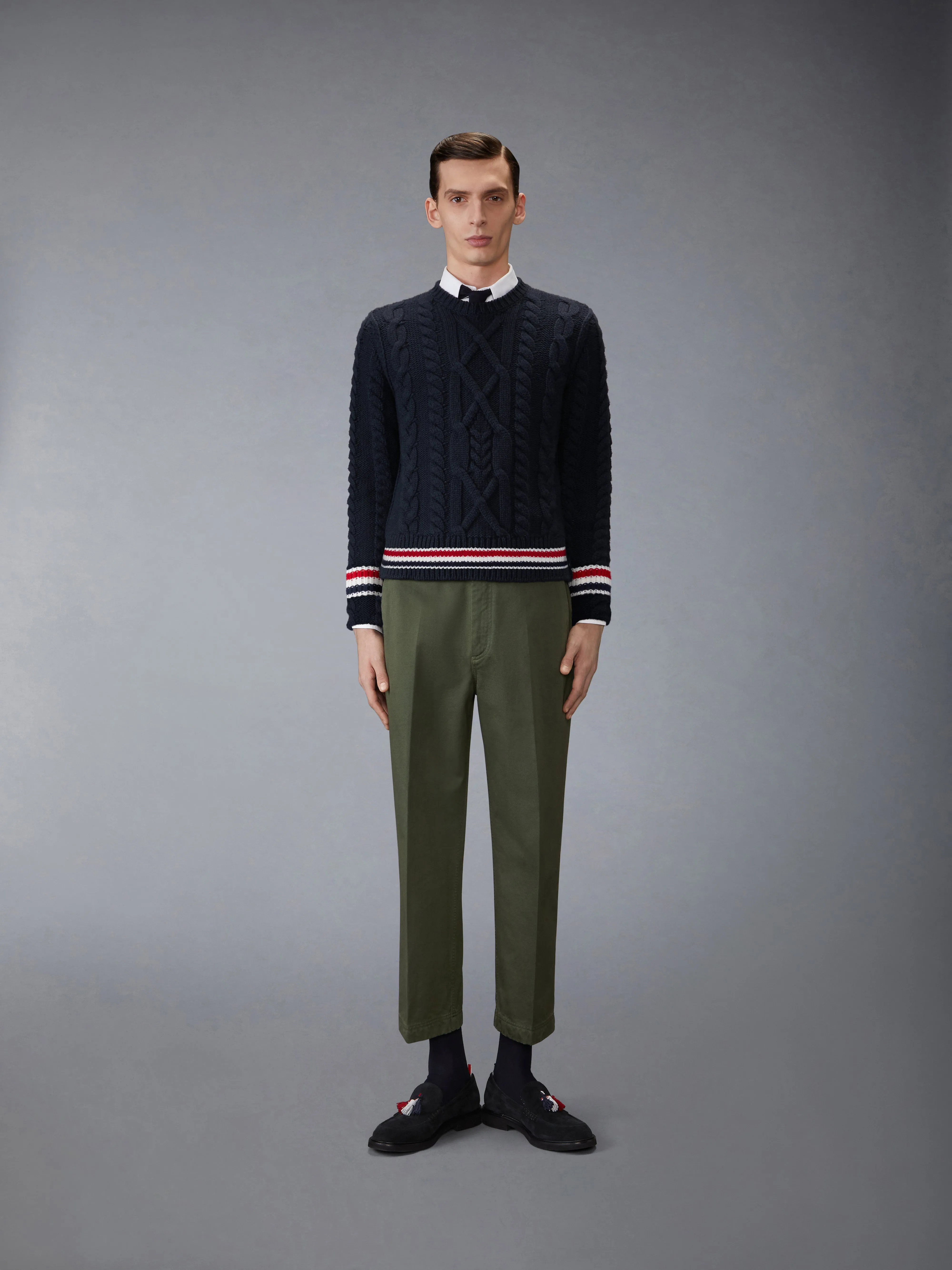 ARAN CABLE STITCH MERINO WOOL PULLOVER sold by Thom Browne product image thumbnail 3