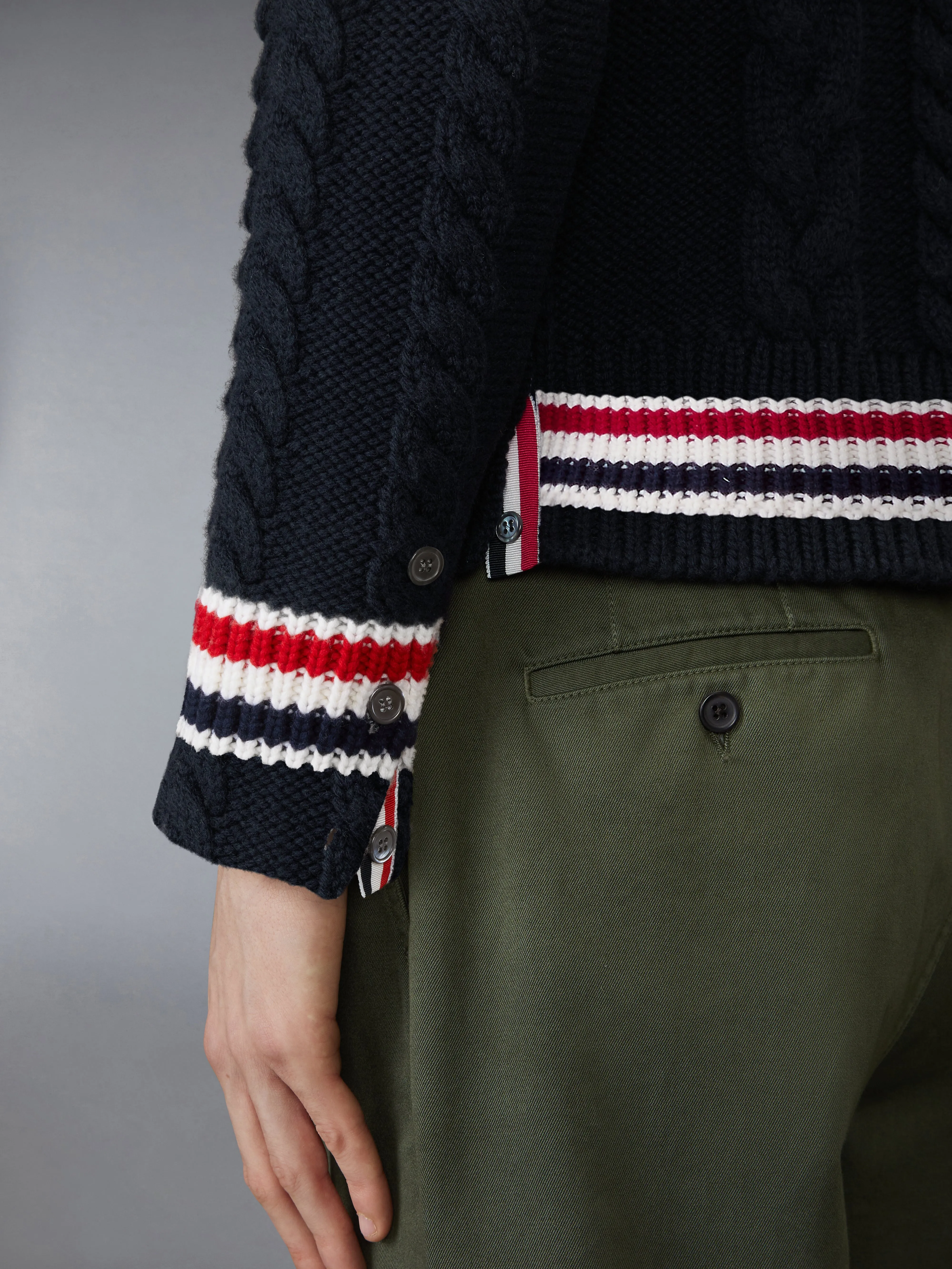 ARAN CABLE STITCH MERINO WOOL PULLOVER sold by Thom Browne product image thumbnail 4