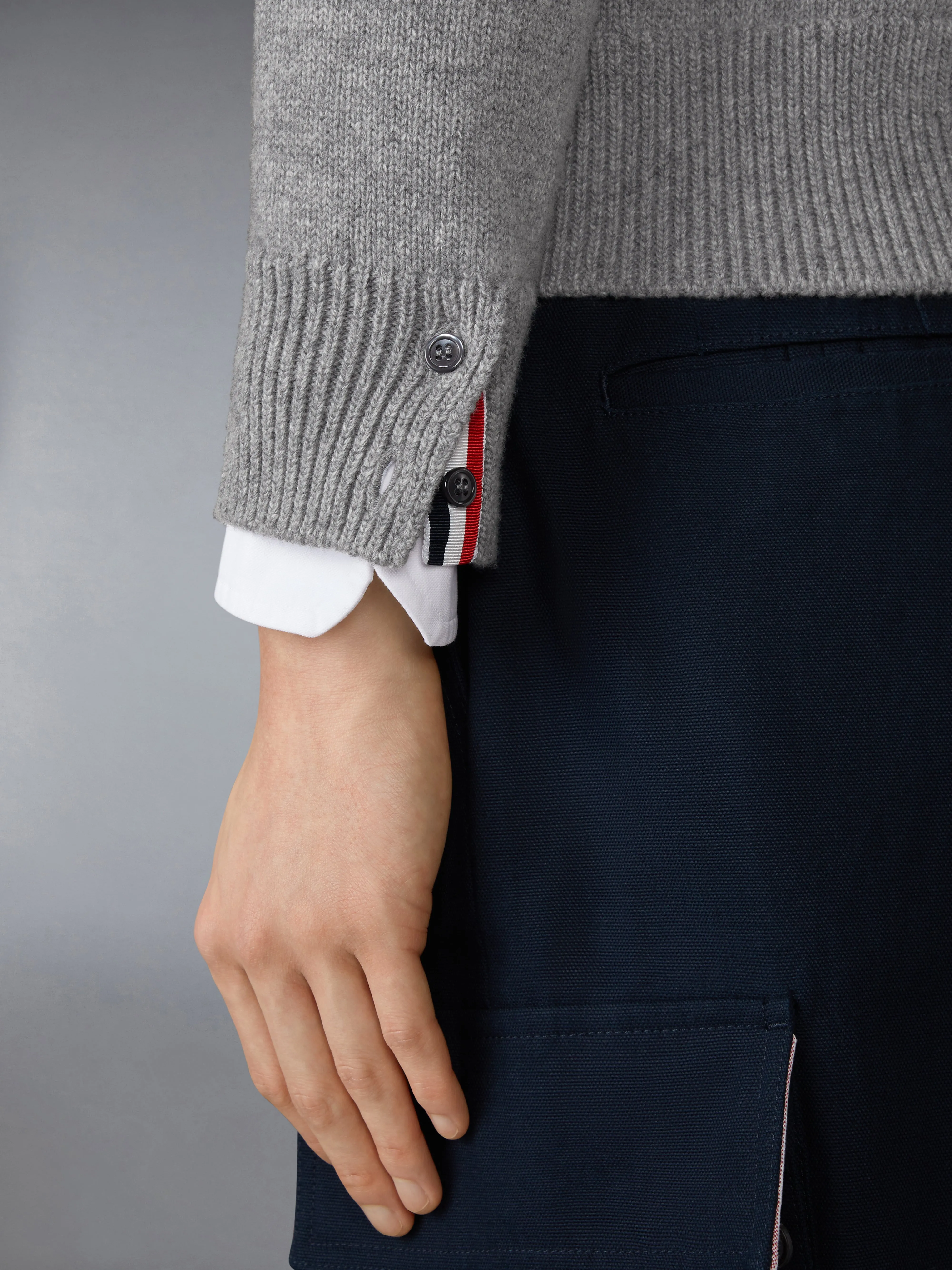 MERINO WOOL 4-BAR FUNNEL NECK PULLOVER sold by Thom Browne product image thumbnail 4