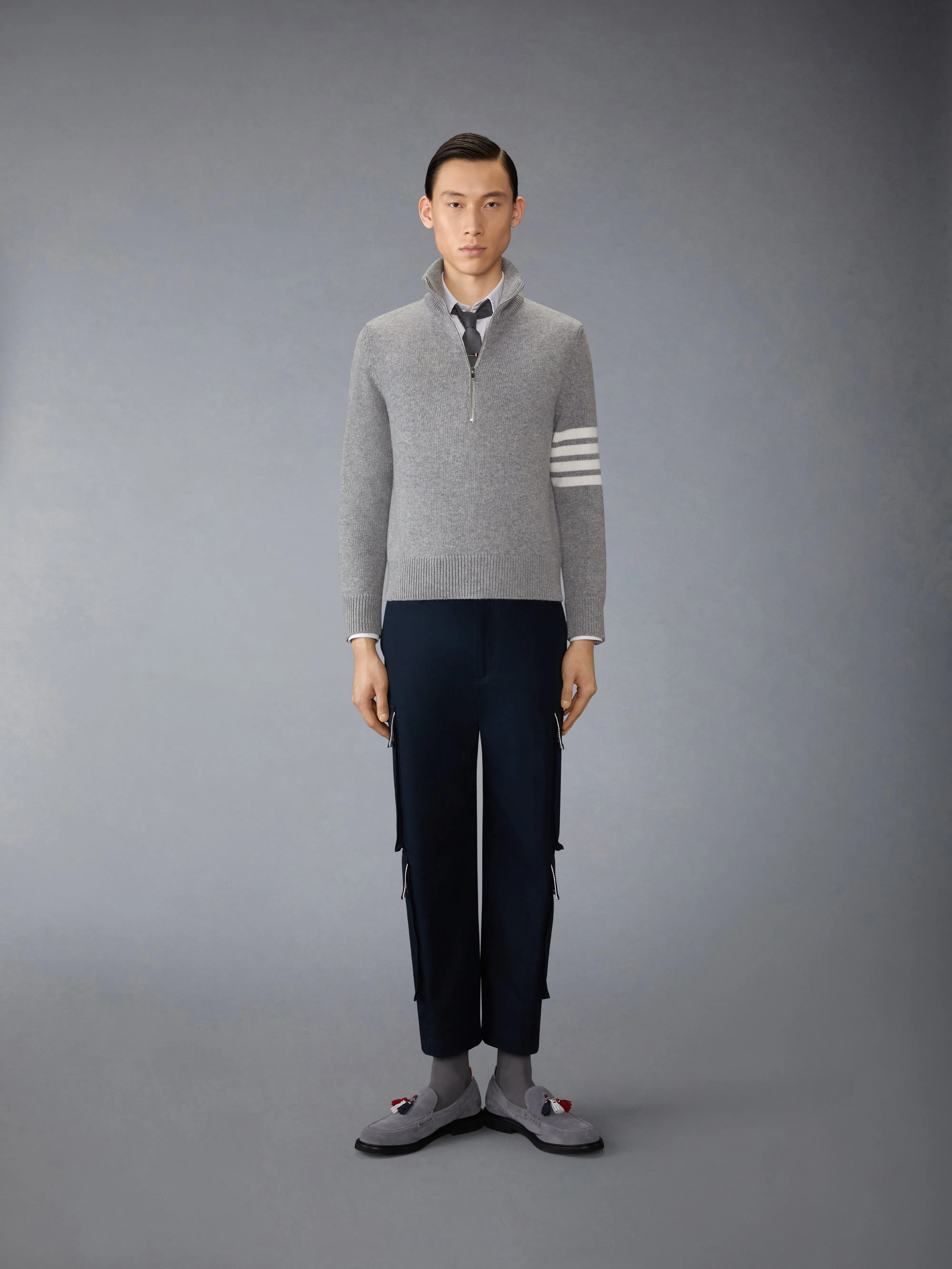 MERINO WOOL 4-BAR FUNNEL NECK PULLOVER sold by Thom Browne product image thumbnail 3