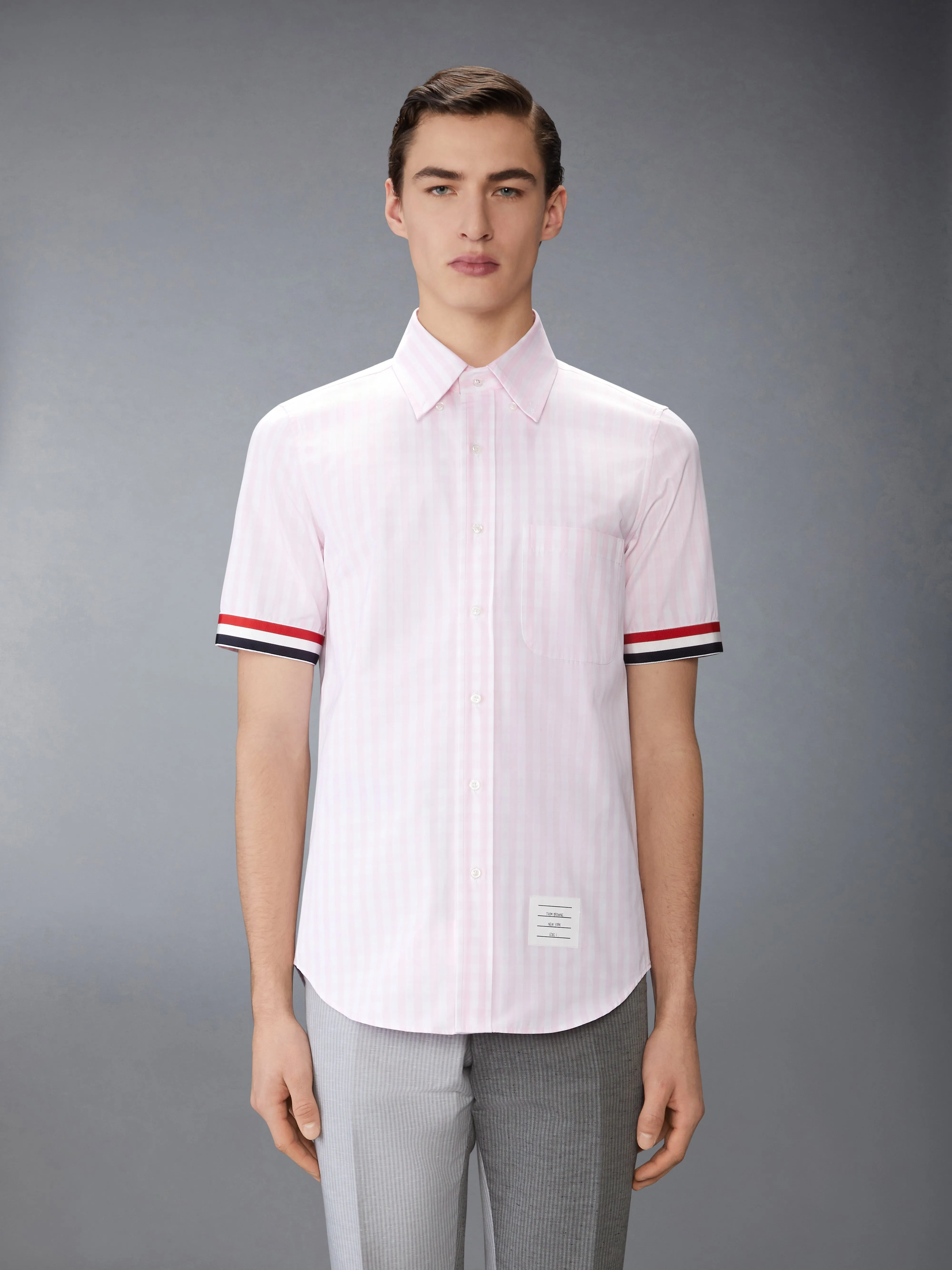 GINGHAM CHECK POPLIN SHORT SLEEVE SHIRT sold by Thom Browne product image thumbnail 2