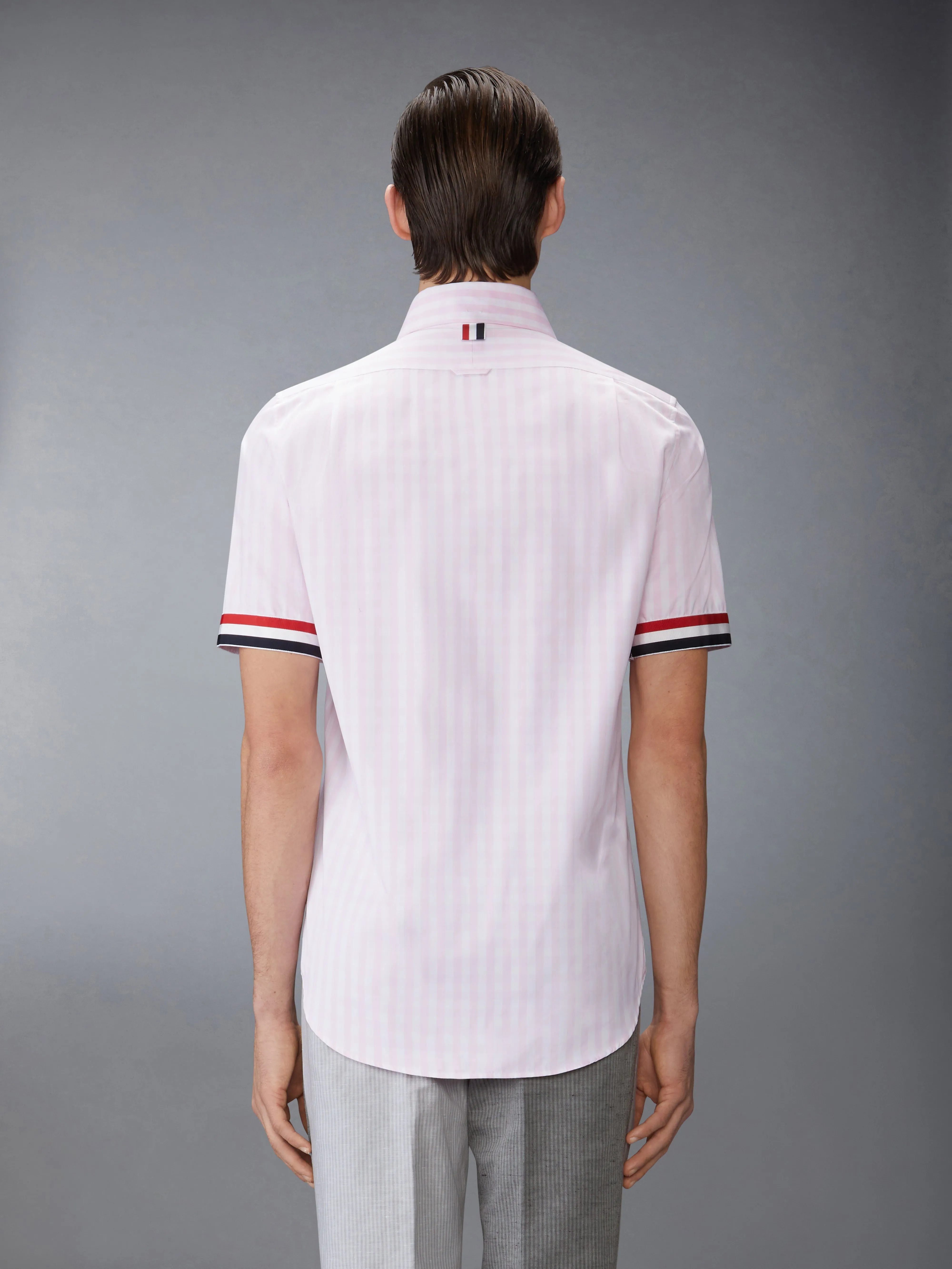 GINGHAM CHECK POPLIN SHORT SLEEVE SHIRT sold by Thom Browne product image thumbnail 3