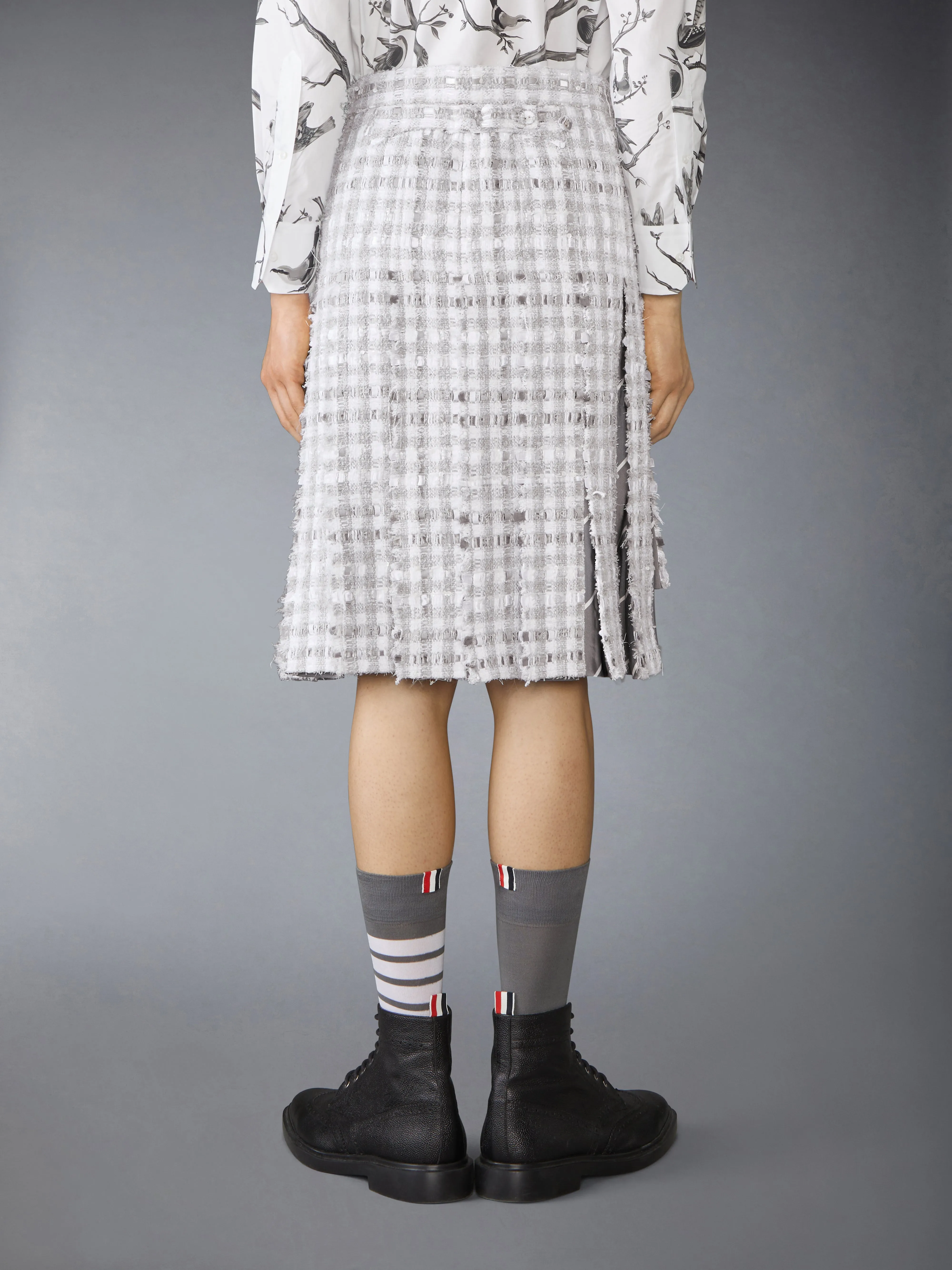 GINGHAM TWEED LOW RISE PLEATED SKIRT sold by Thom Browne product image thumbnail 3