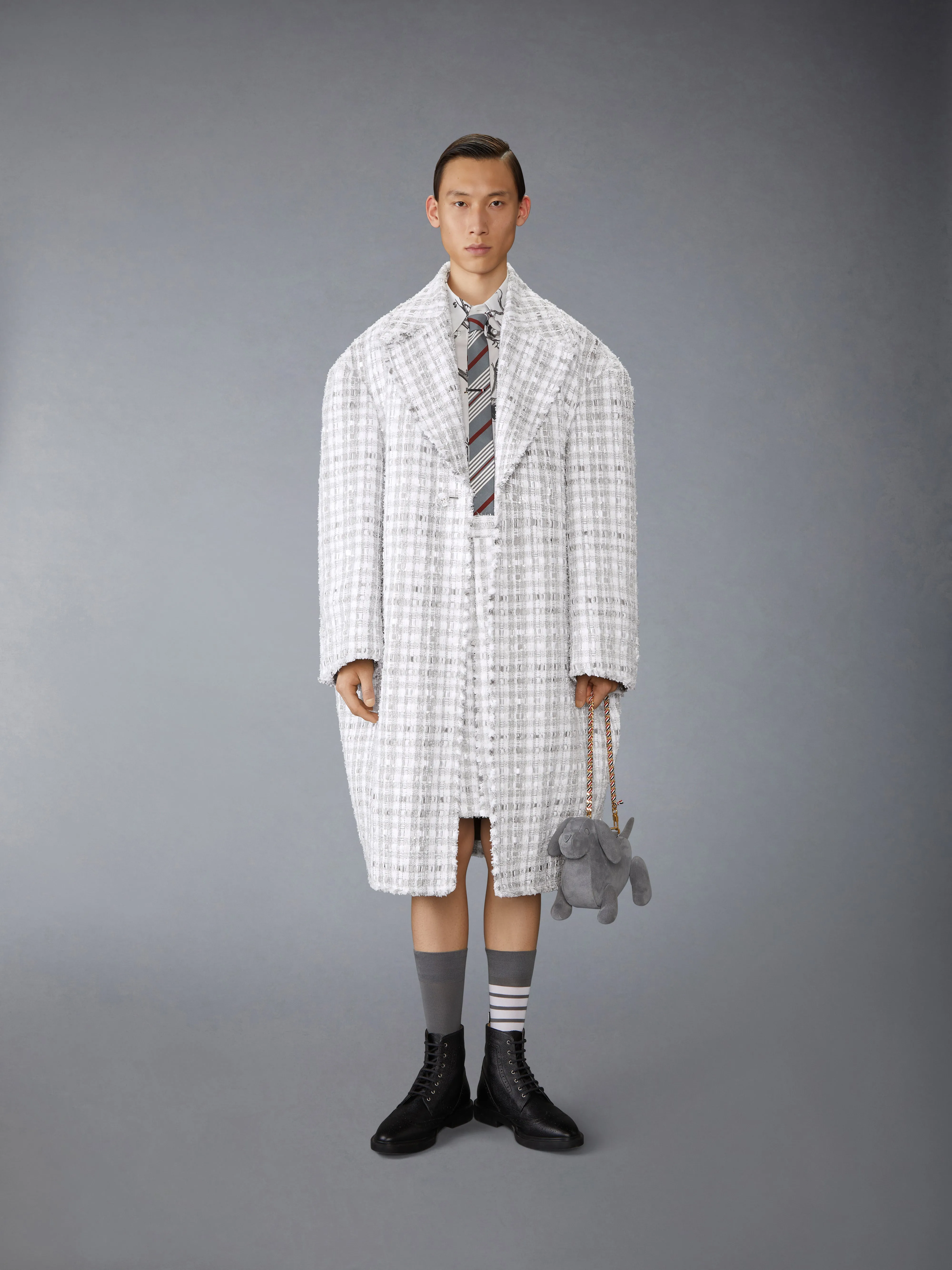 GINGHAM TWEED LOW RISE PLEATED SKIRT sold by Thom Browne product image thumbnail 4