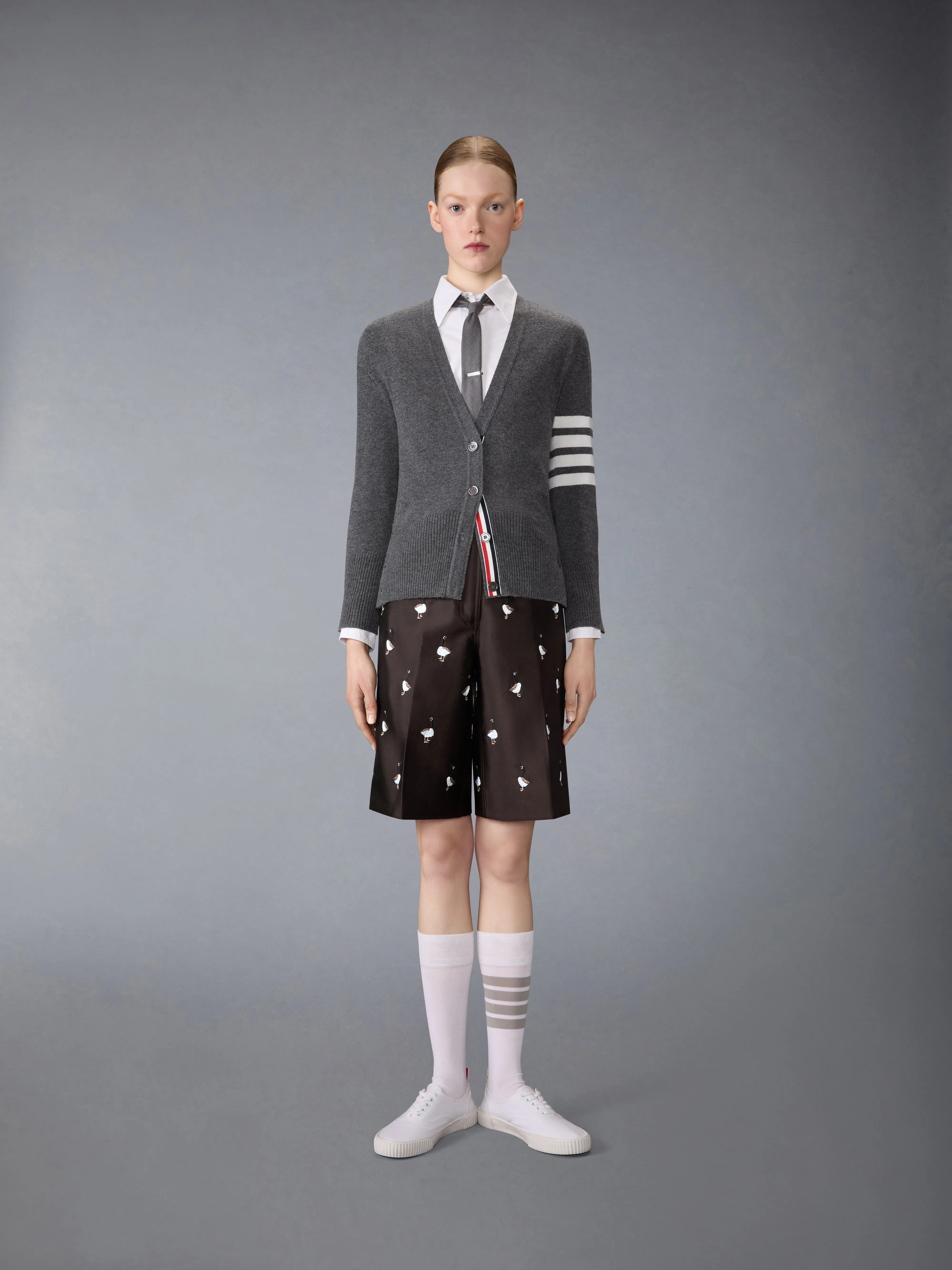 WOOL AND SILK GOOSE WIDE LEG SHORTS sold by Thom Browne product image thumbnail 3