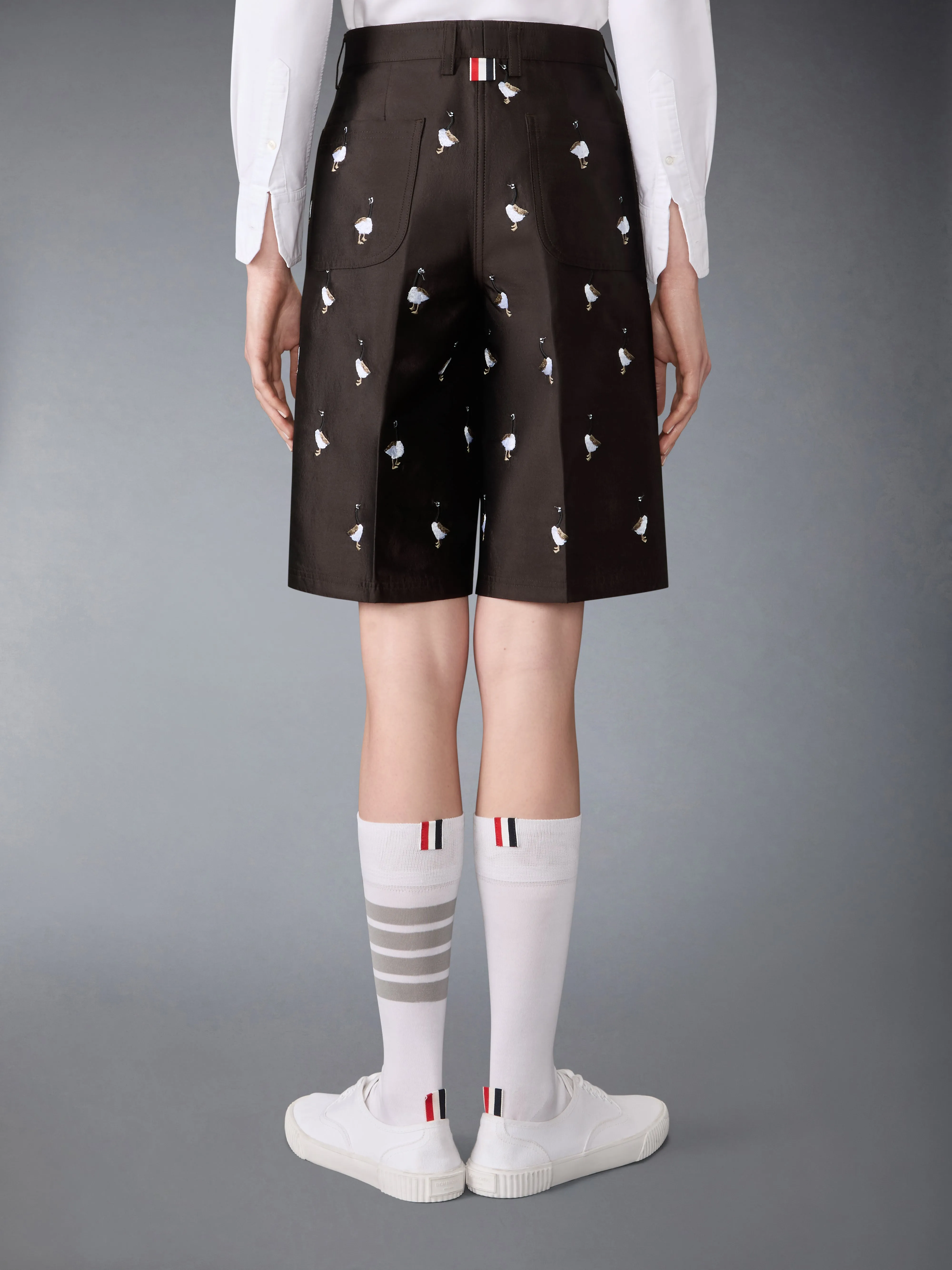 WOOL AND SILK GOOSE WIDE LEG SHORTS sold by Thom Browne product image thumbnail 2