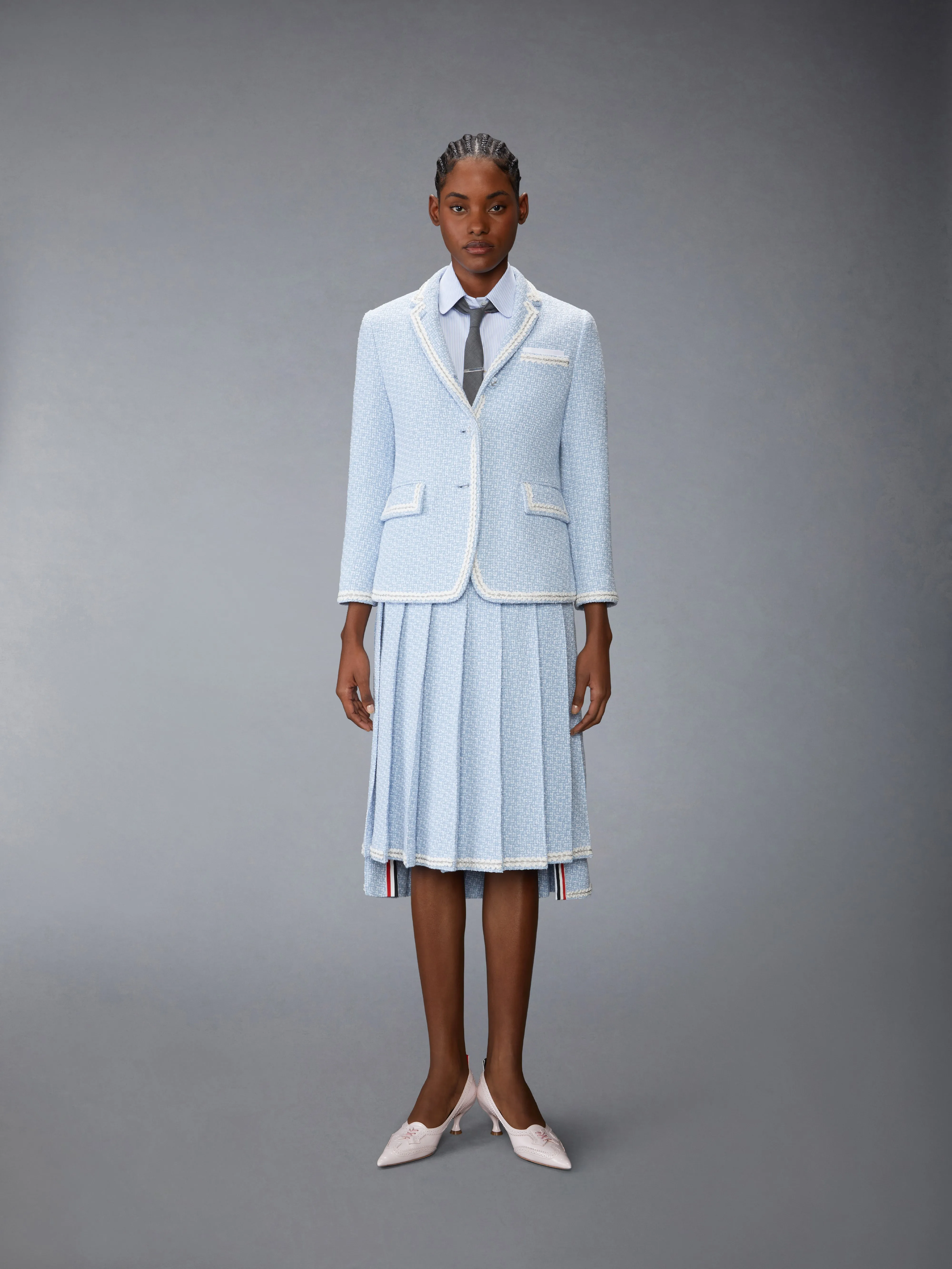 MICRO UNIVERSITY STRIPED POPLIN SHORT SLEEVE SHIRT sold by Thom Browne product image thumbnail 4