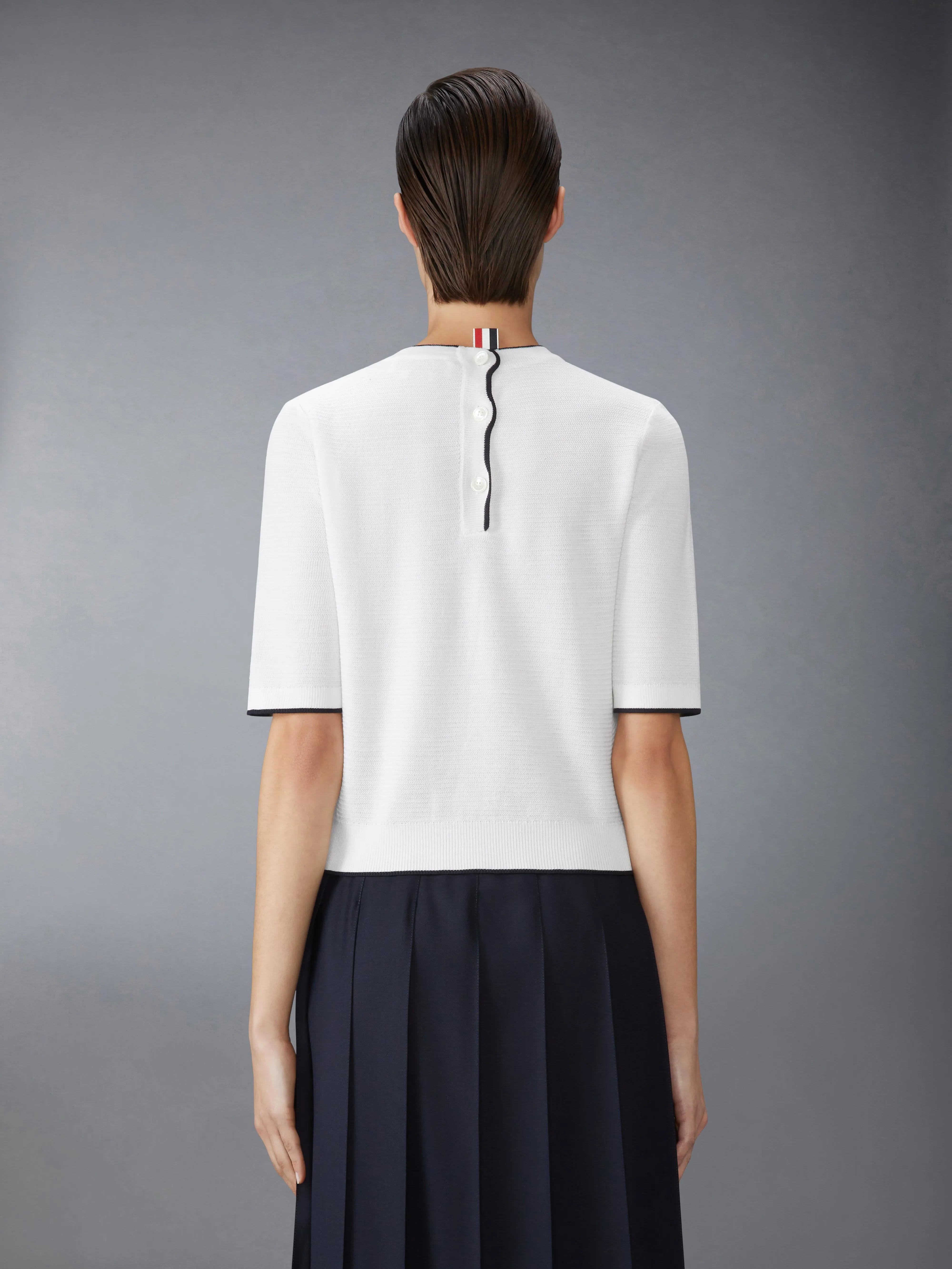 WOOL CREPE 4-BAR TEE sold by Thom Browne product image thumbnail 2