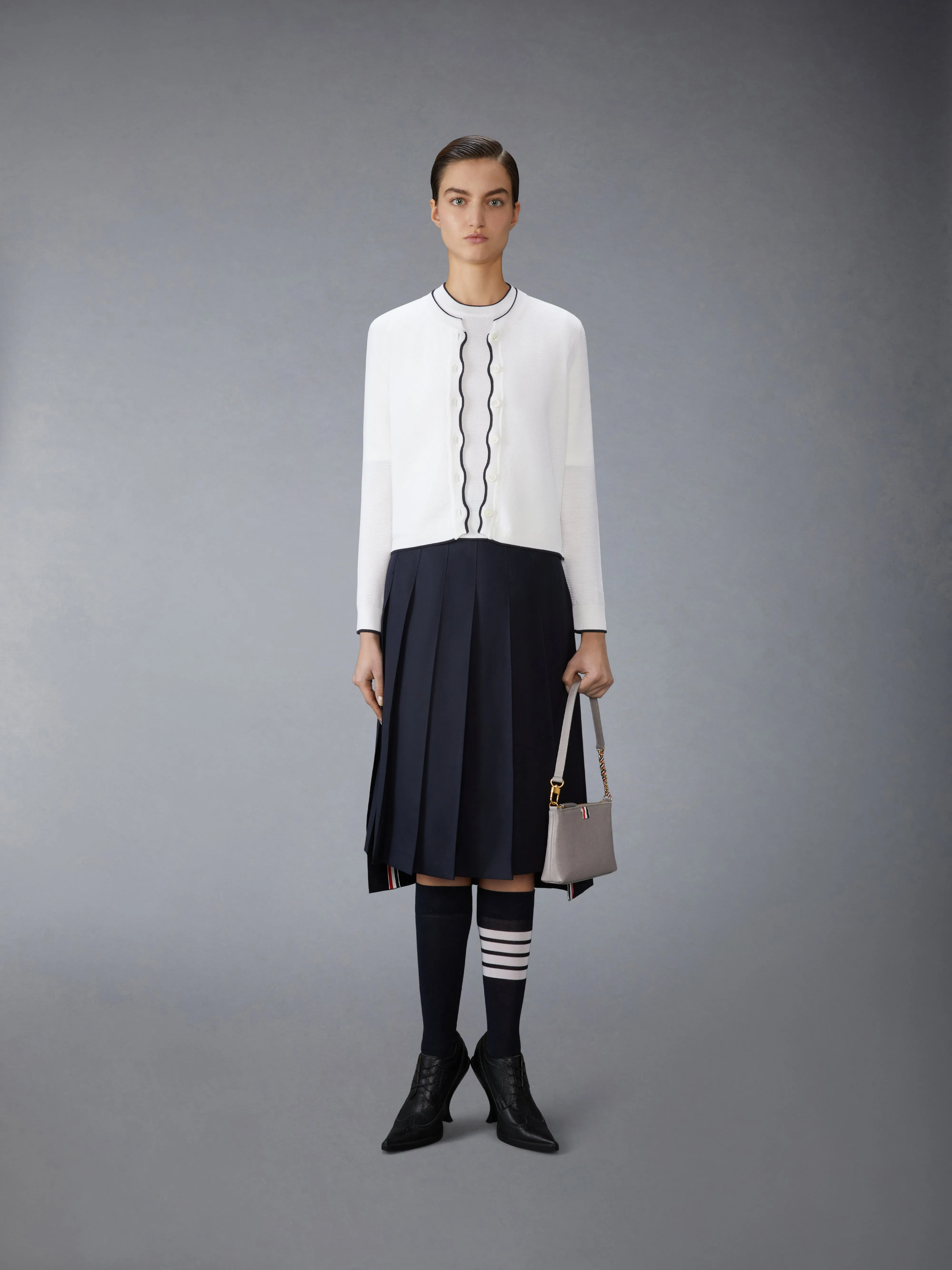 WOOL CREPE 4-BAR TEE sold by Thom Browne product image thumbnail 3