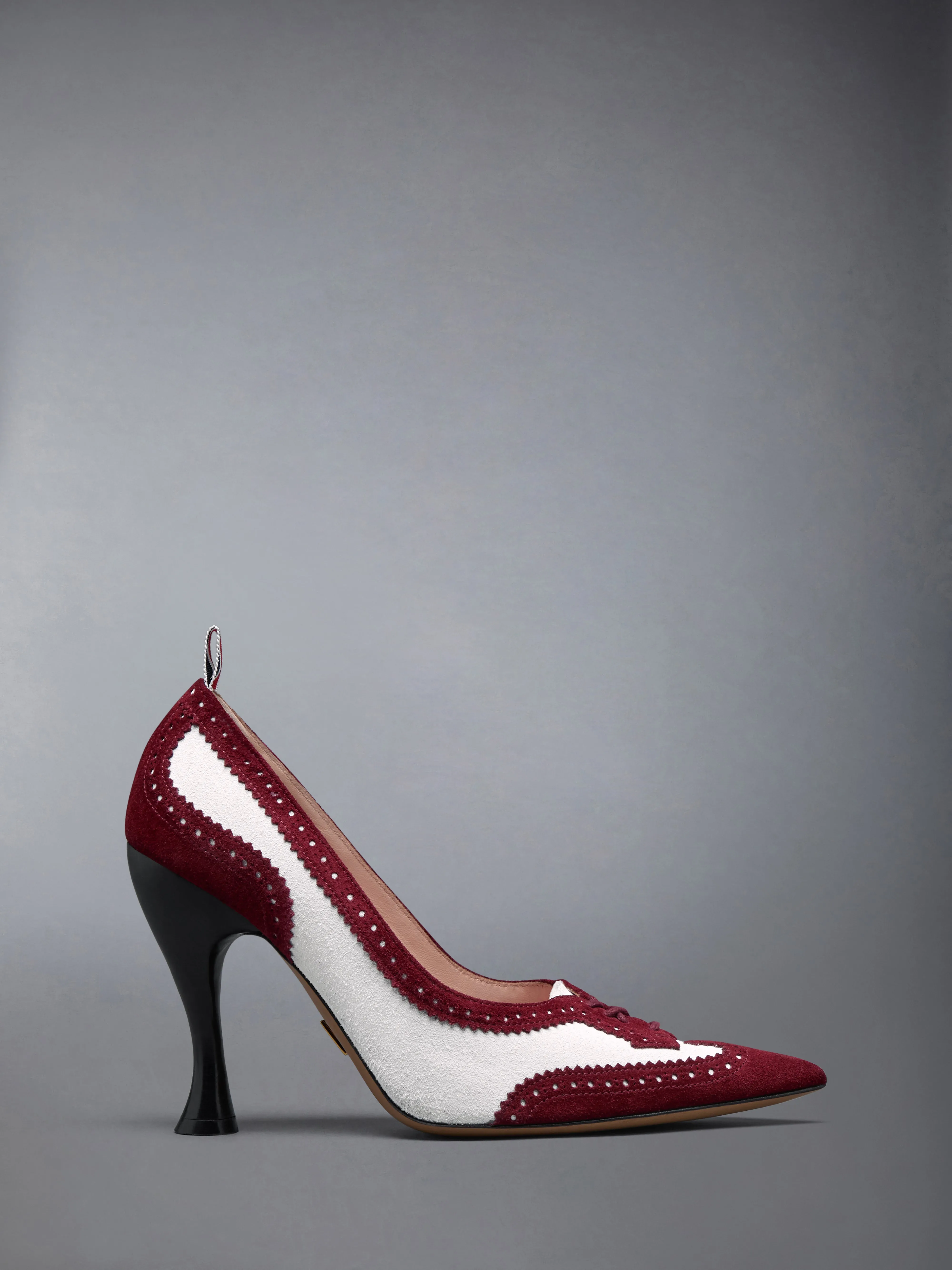 CALF SUEDE LOW THROAT WINGTIP PUMP 105MM sold by Thom Browne