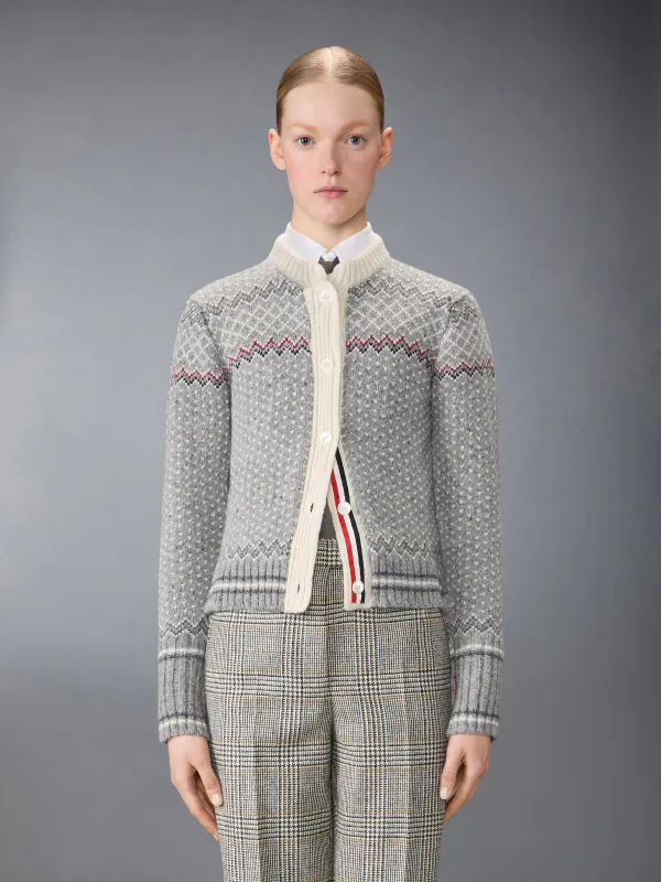 FAIRISLE JACQUARD DONEGAL CROPPED CARDIGAN sold by Thom Browne