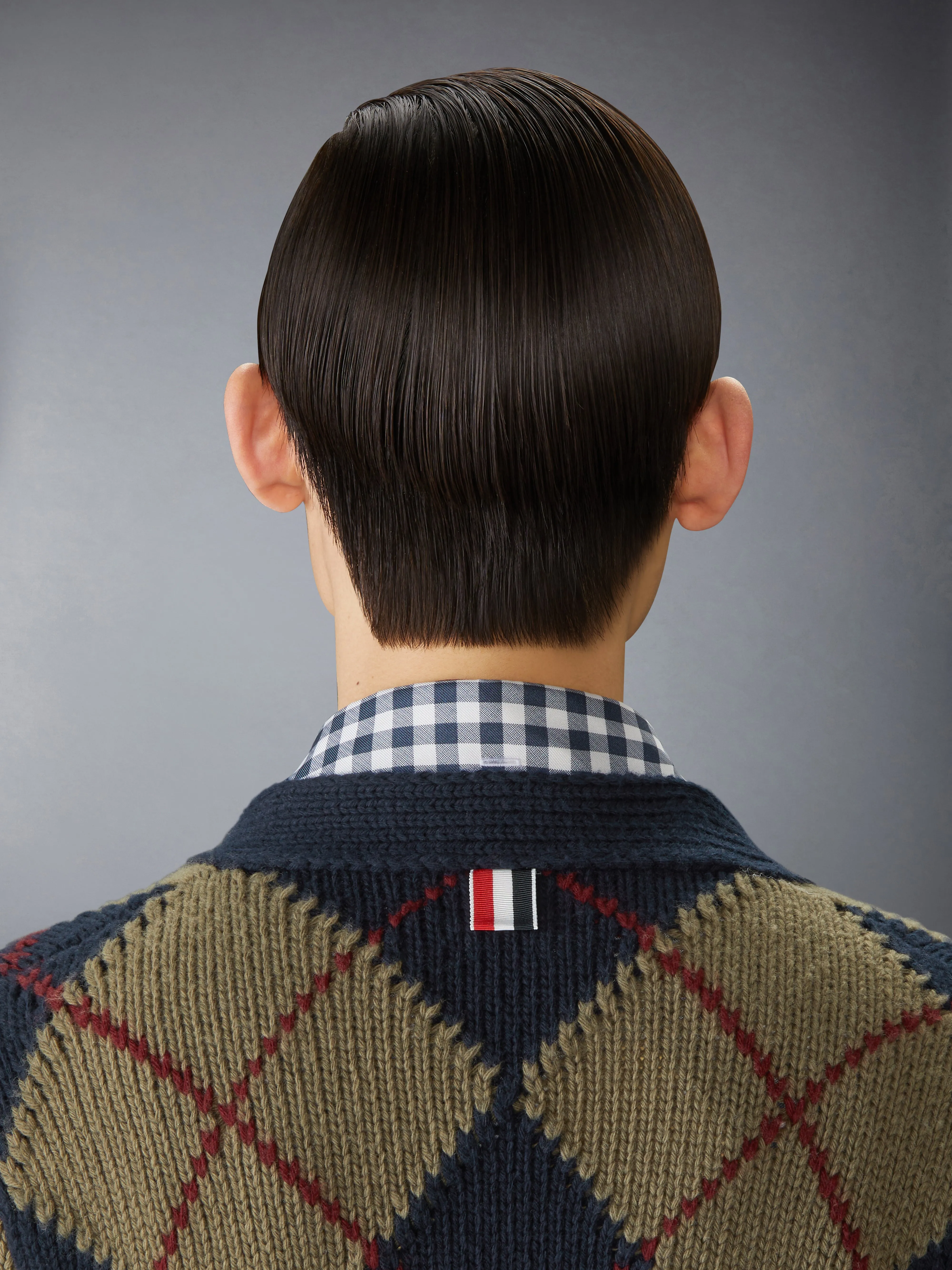 MERINO WOOL ARGYLE INTARSIA V NECK CARDIGAN sold by Thom Browne product image thumbnail 5