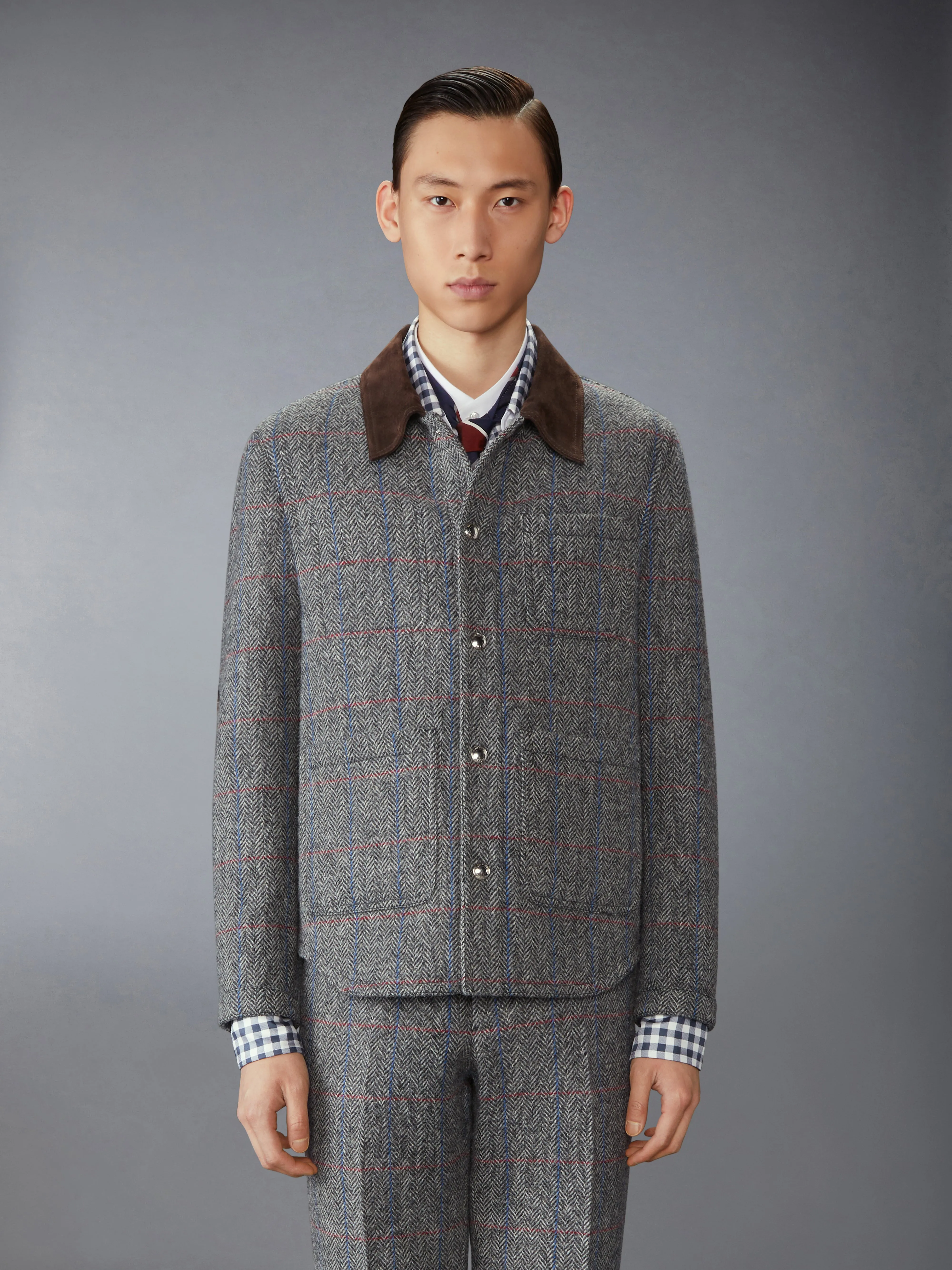 HUNTING TWEED UTILITY JACKET sold by Thom Browne