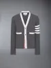CASHMERE 4-BAR V NECK CARDIGAN sold by Thom Browne