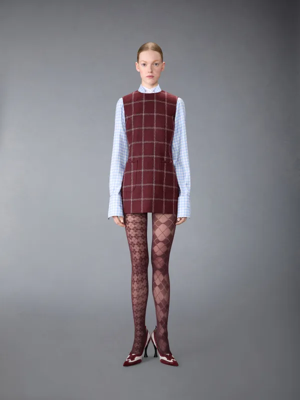 WINDOWPANE HUNTING TWEED MINI PENCIL DRESS sold by Thom Browne