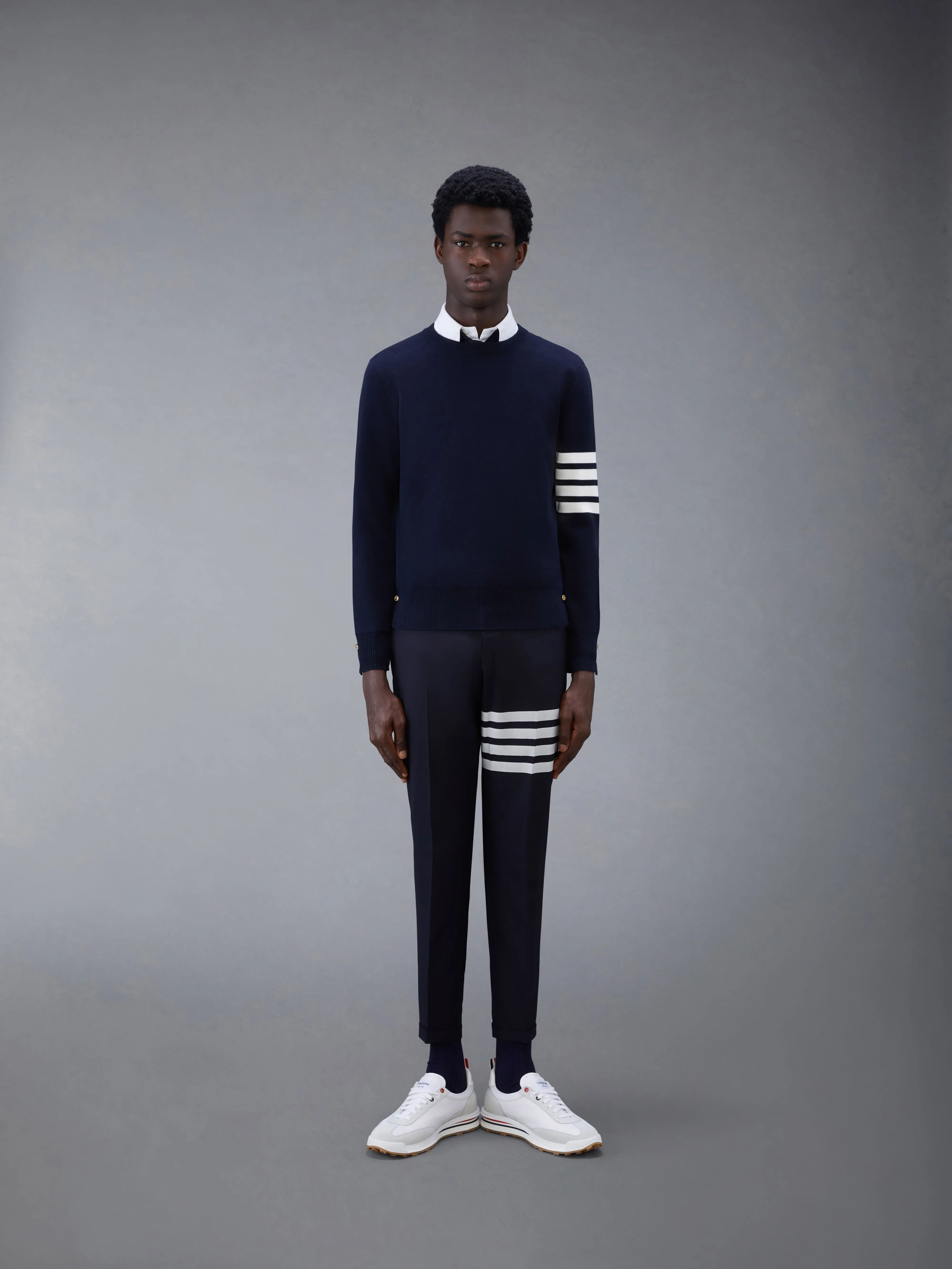 COTTON CREPE 4-BAR MILANO STITCH PULLOVER sold by Thom Browne product image thumbnail 3