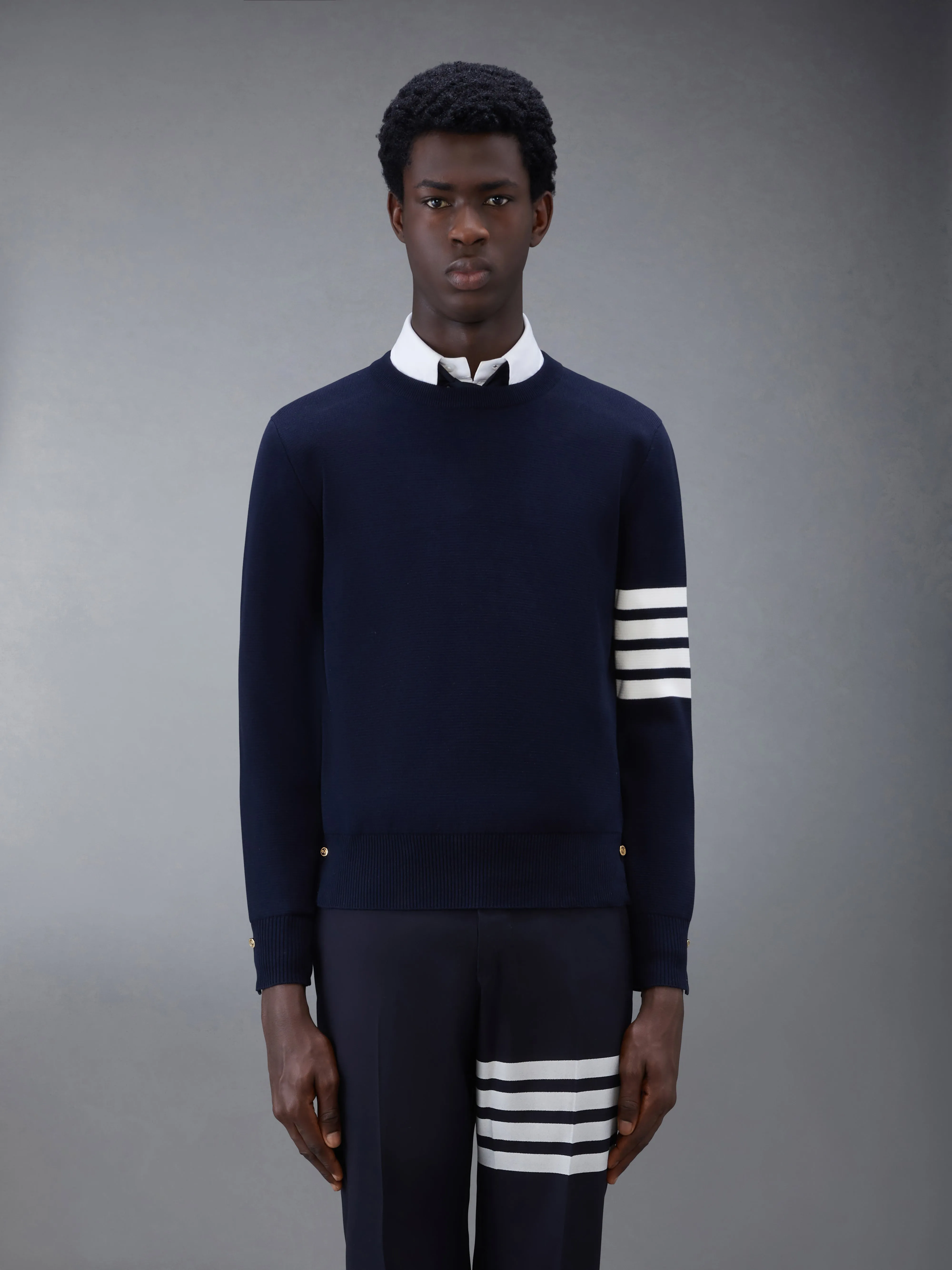 COTTON CREPE 4-BAR MILANO STITCH PULLOVER sold by Thom Browne