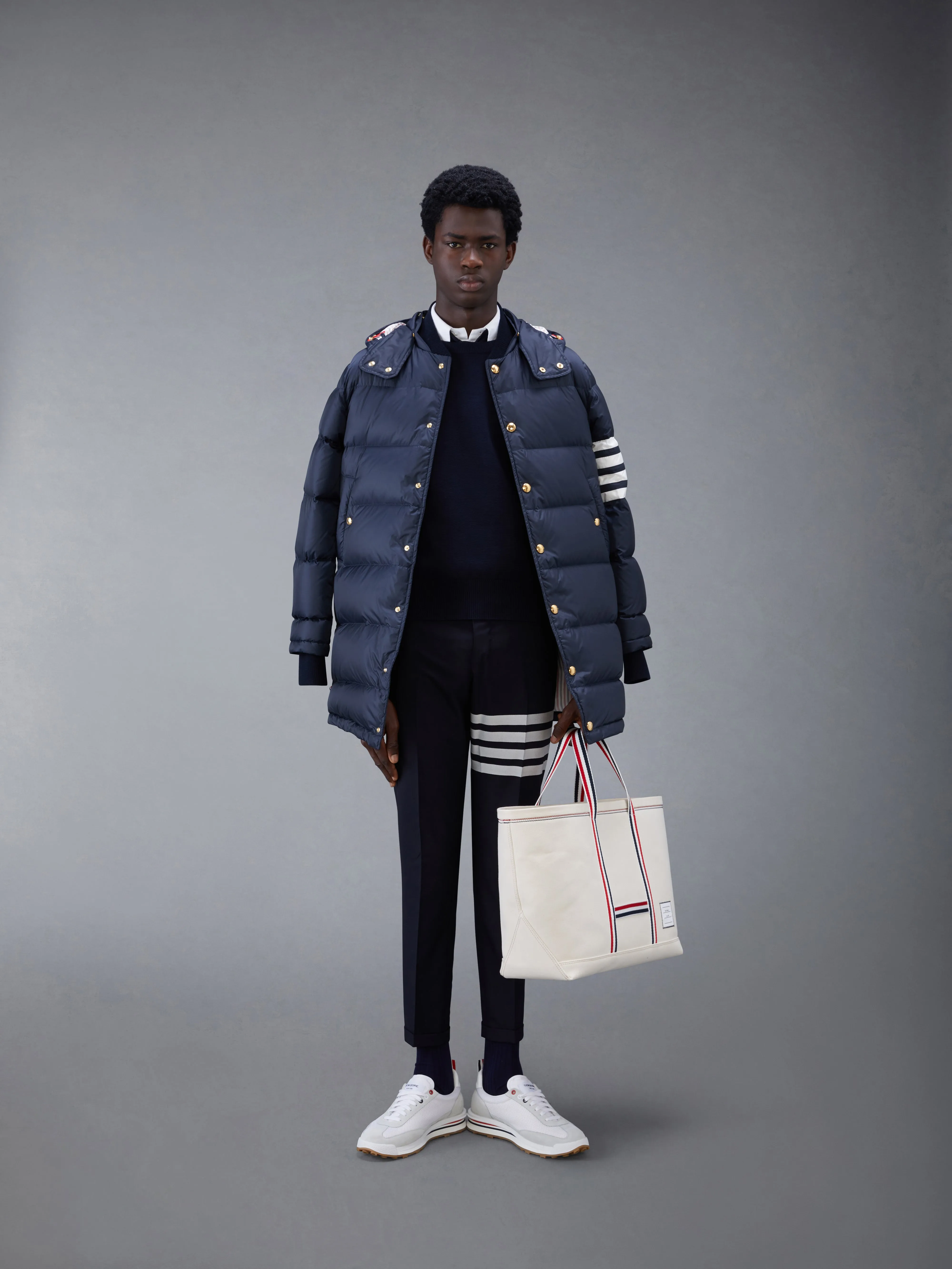 COTTON CREPE 4-BAR MILANO STITCH PULLOVER sold by Thom Browne product image thumbnail 4