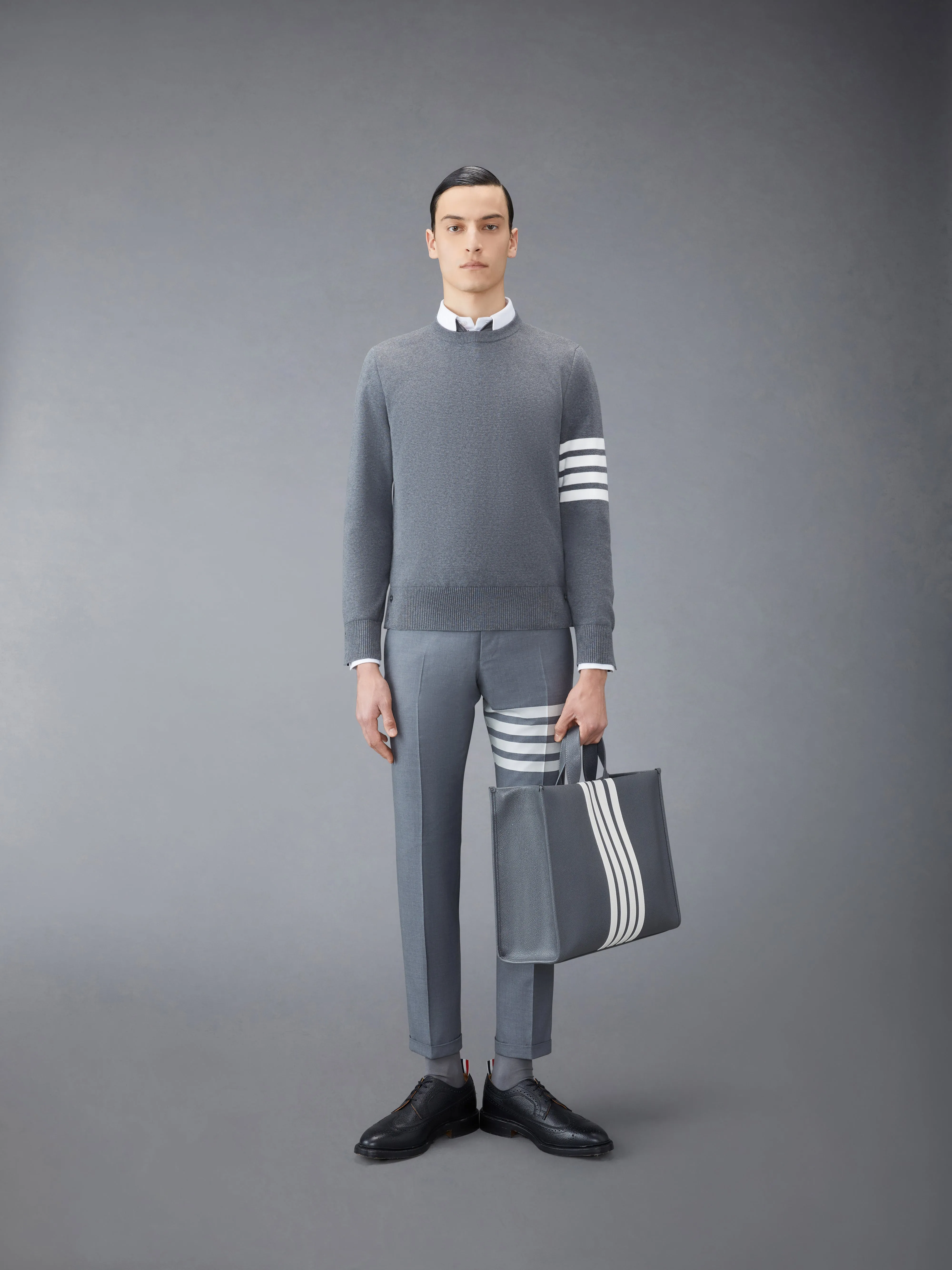 COTTON CREPE 4-BAR MILANO STITCH PULLOVER sold by Thom Browne product image thumbnail 3