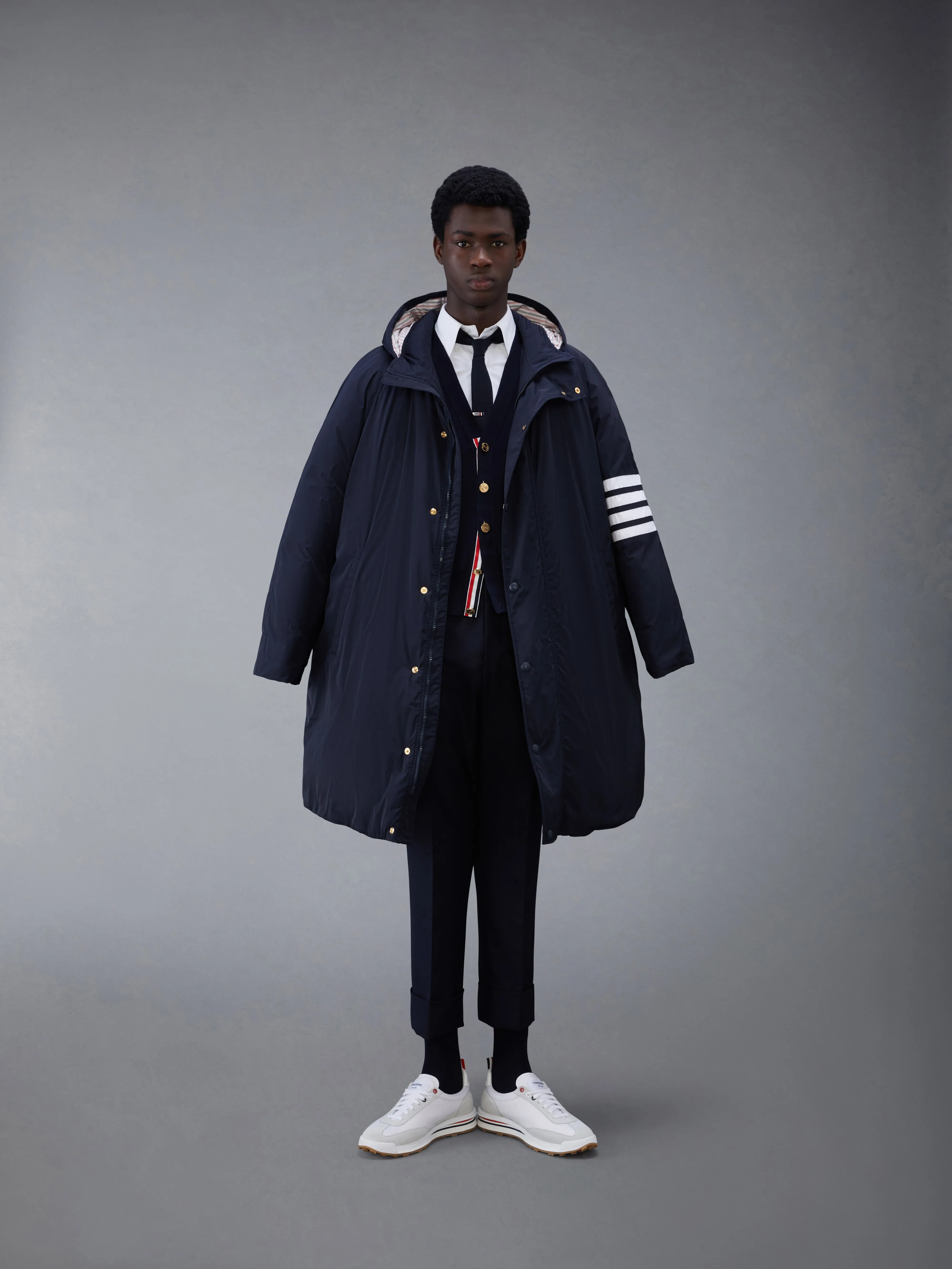 COTTON CREPE 4-BAR MILANO STITCH CARDIGAN sold by Thom Browne product image thumbnail 4