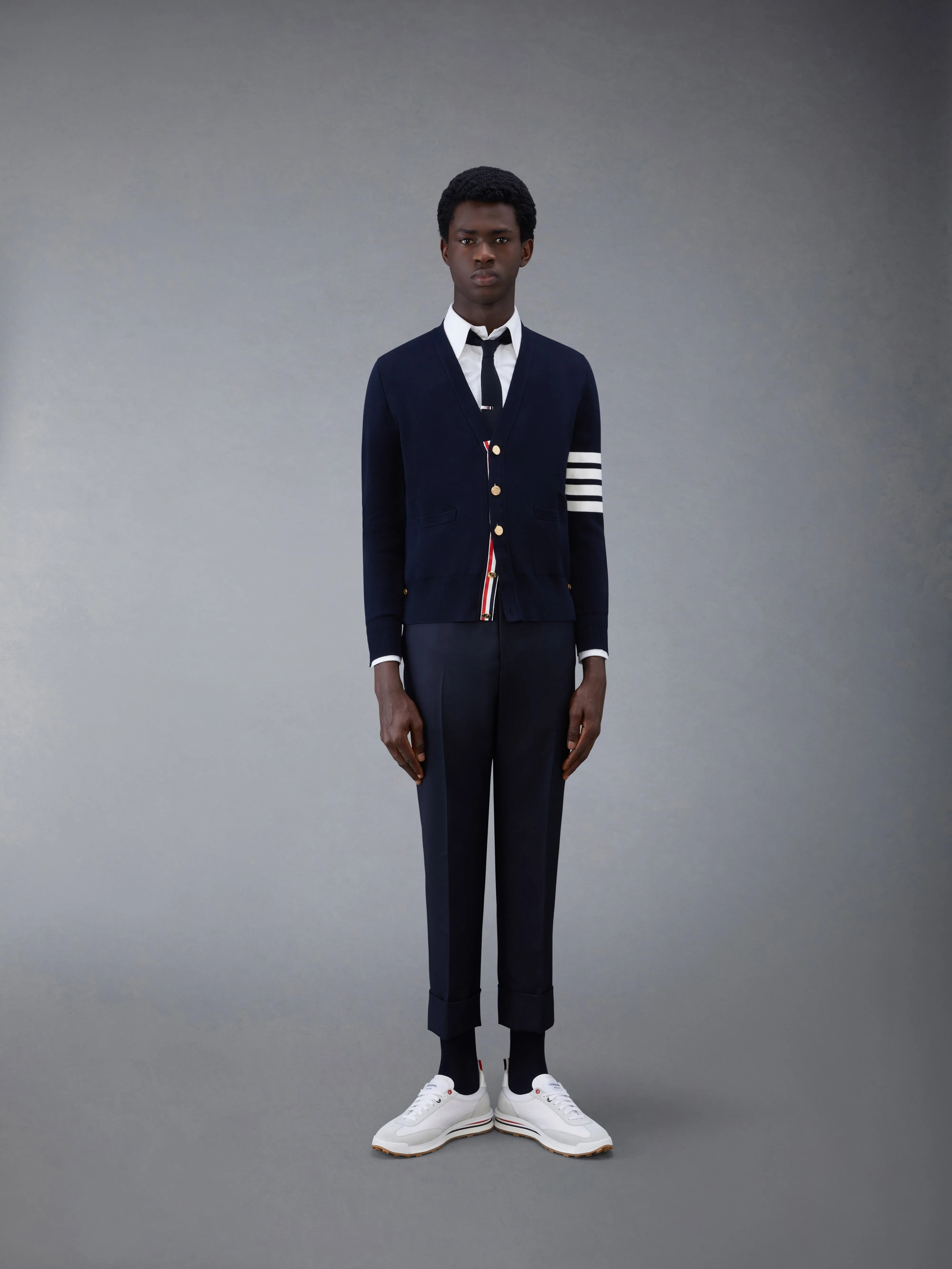 COTTON CREPE 4-BAR MILANO STITCH CARDIGAN sold by Thom Browne product image thumbnail 3