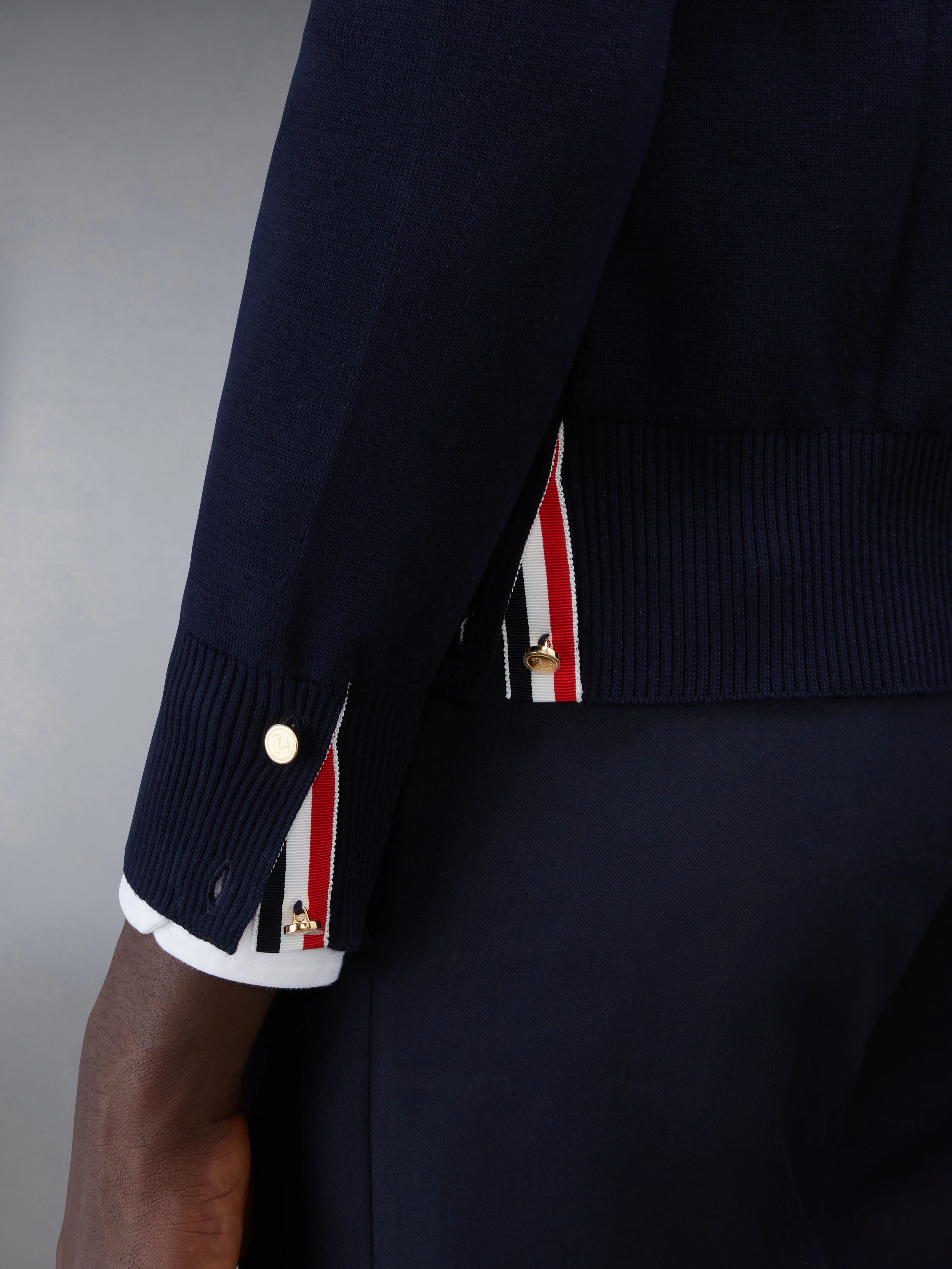 COTTON CREPE 4-BAR MILANO STITCH CARDIGAN sold by Thom Browne product image thumbnail 5