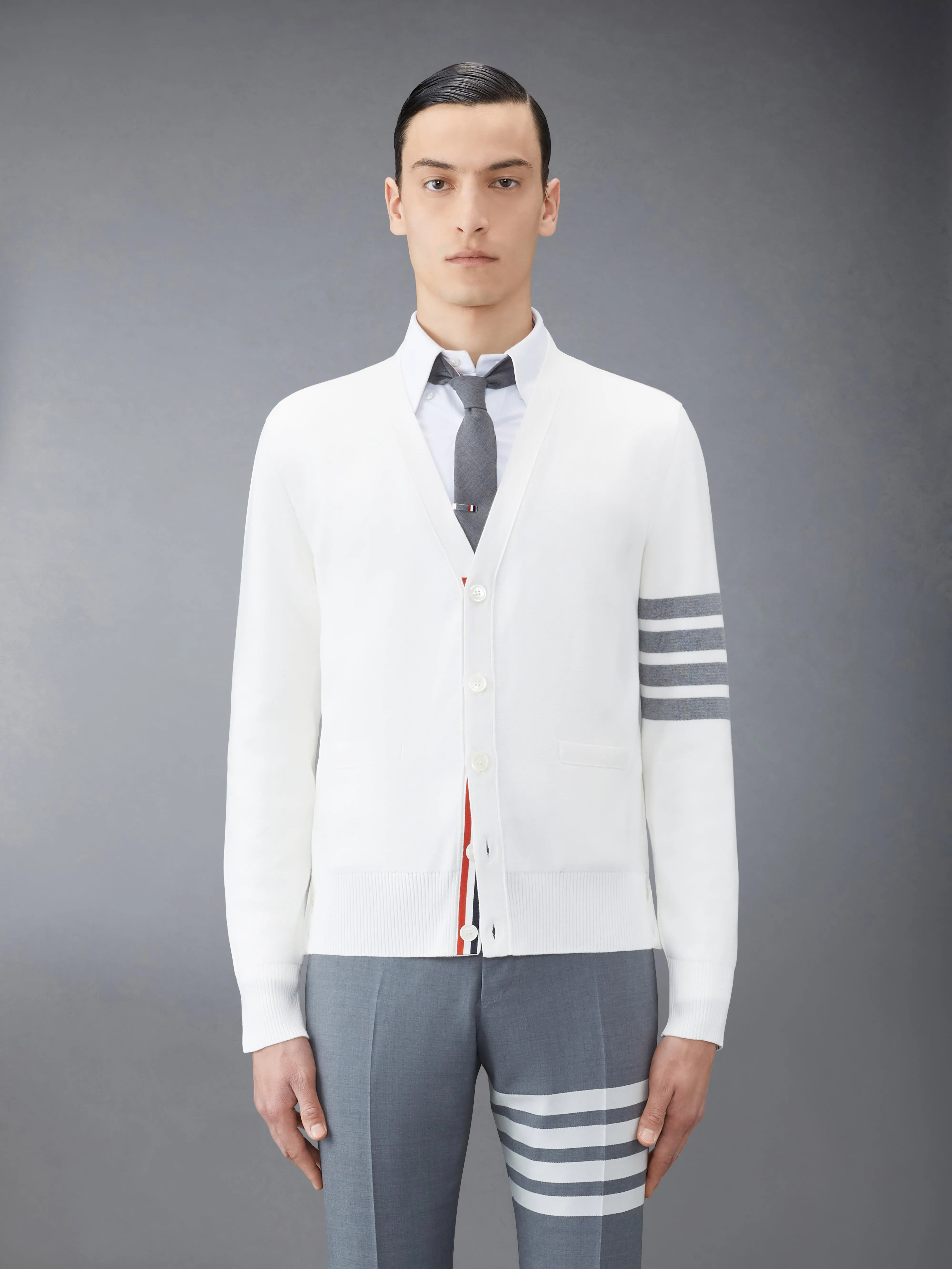 COTTON CREPE 4-BAR MILANO STITCH CARDIGAN sold by Thom Browne