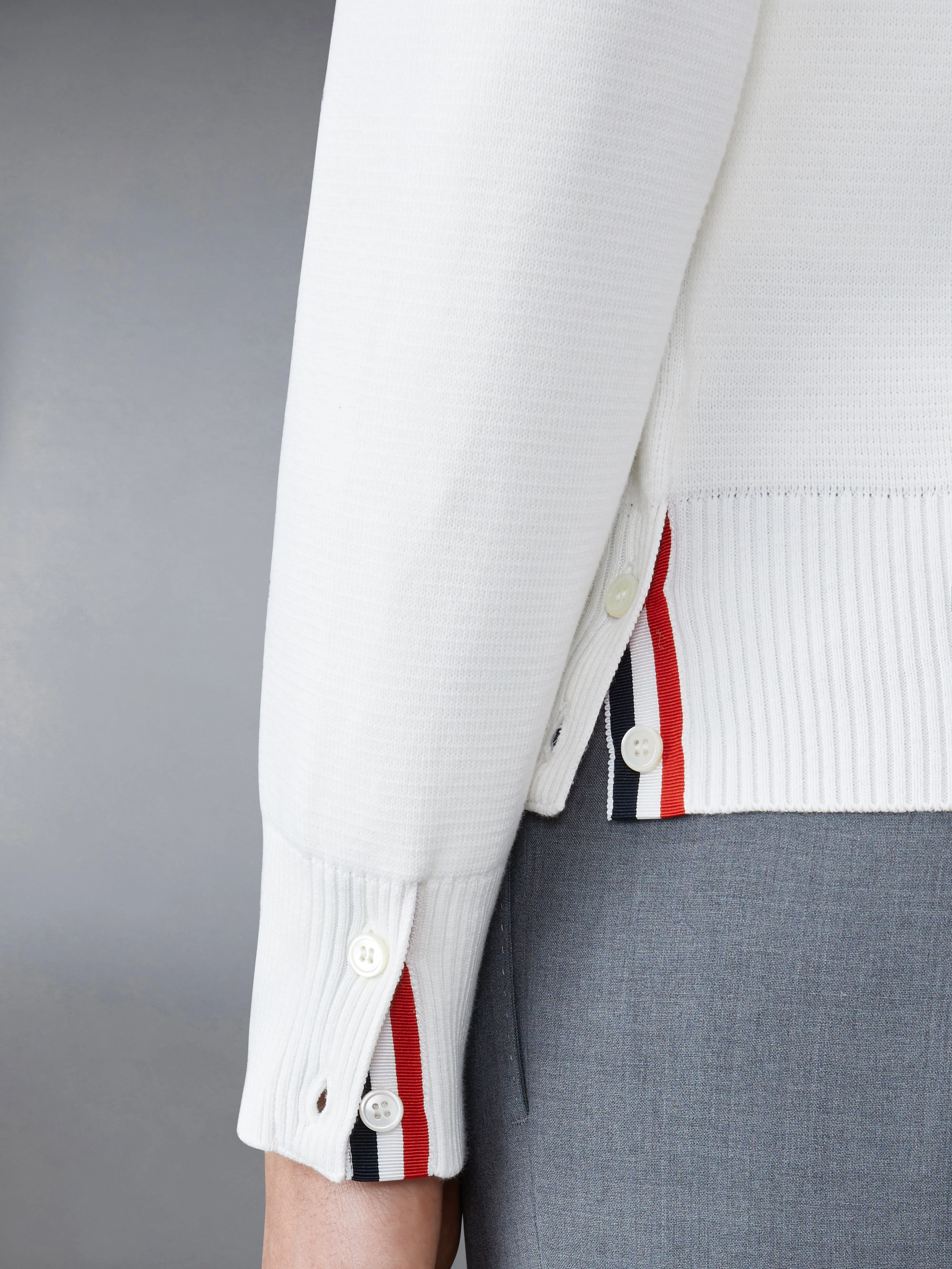 COTTON CREPE 4-BAR MILANO STITCH CARDIGAN sold by Thom Browne product image thumbnail 4