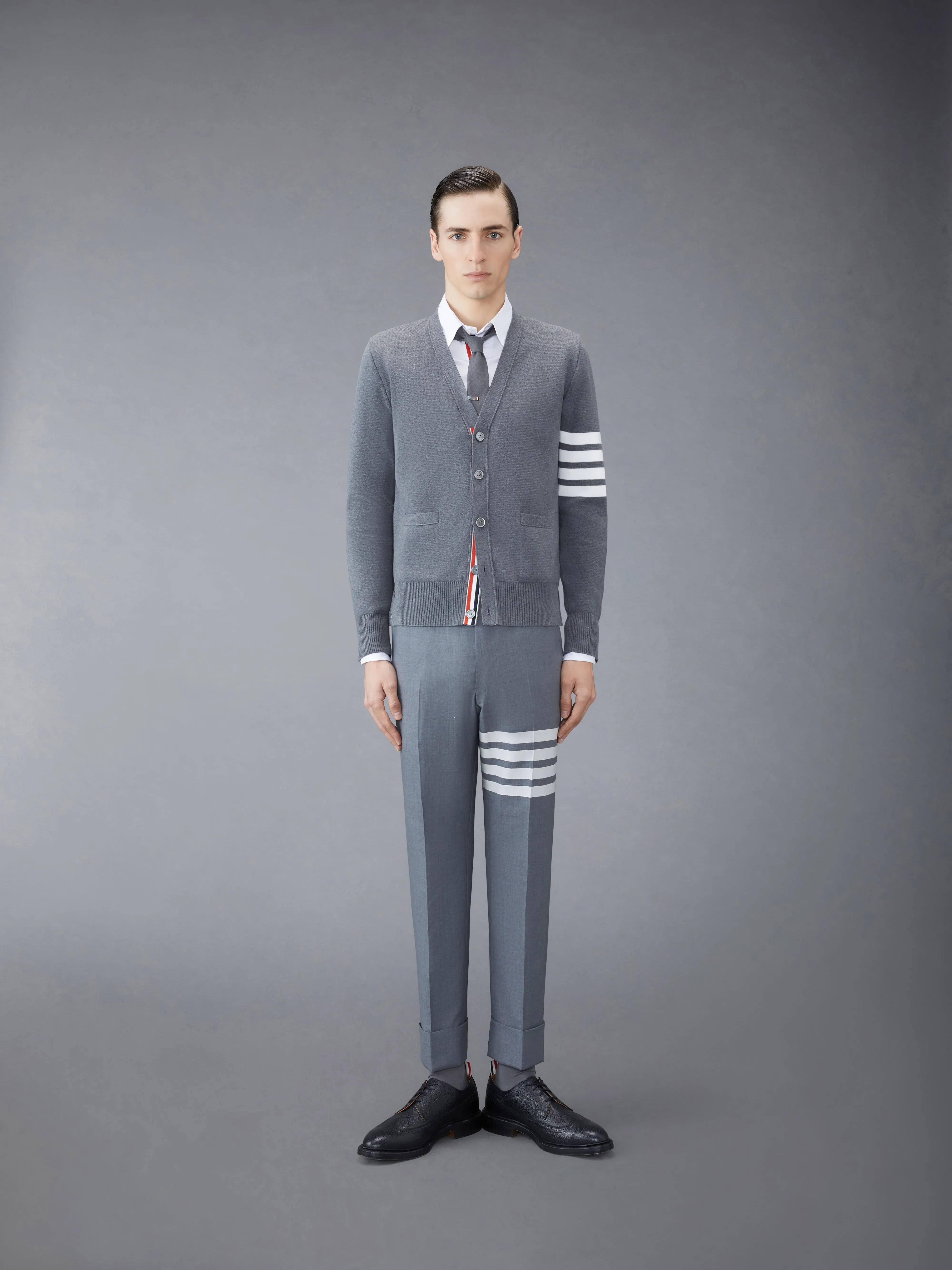 COTTON CREPE 4-BAR MILANO STITCH CARDIGAN sold by Thom Browne product image thumbnail 3