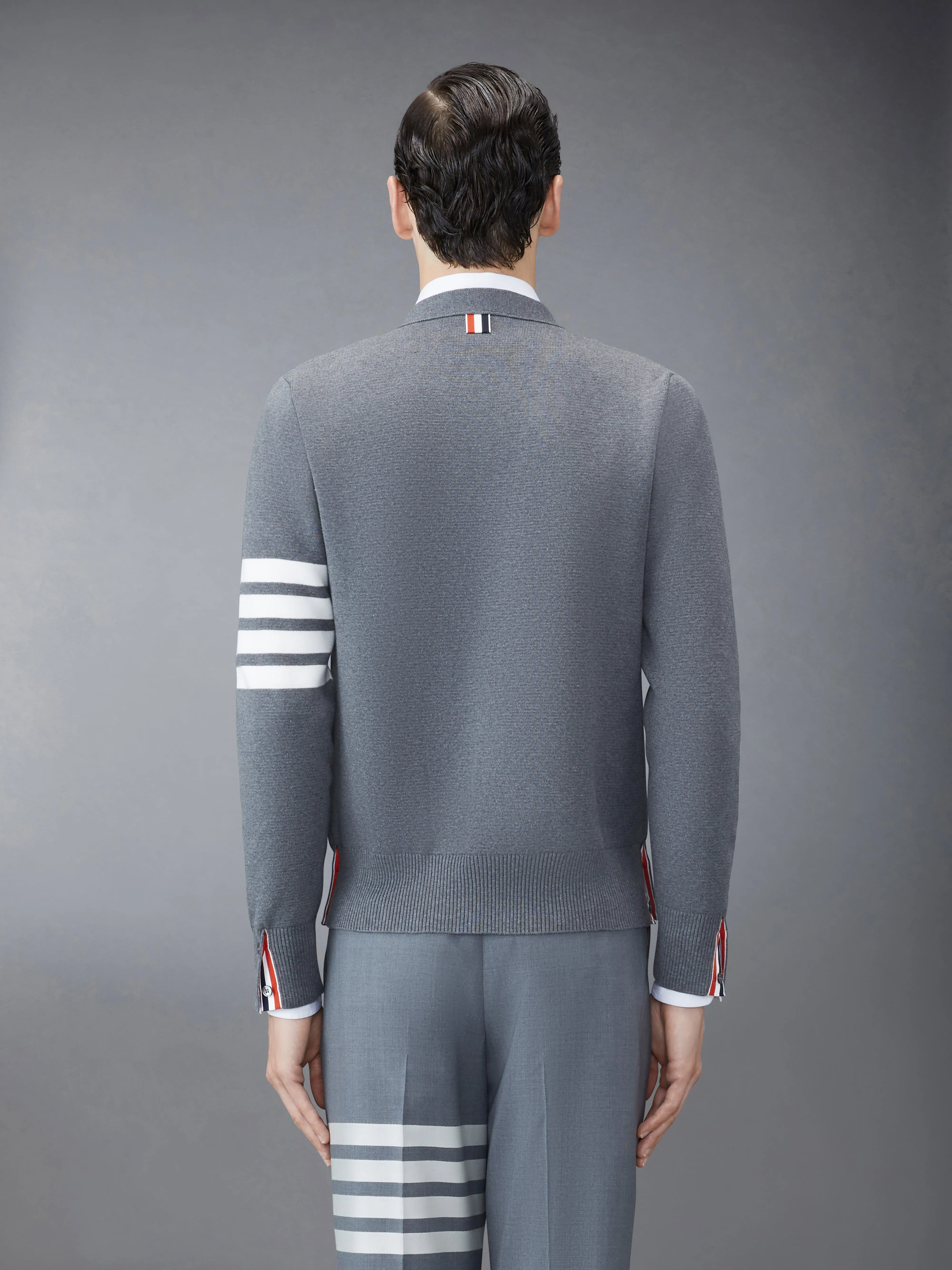 COTTON CREPE 4-BAR MILANO STITCH CARDIGAN sold by Thom Browne product image thumbnail 2
