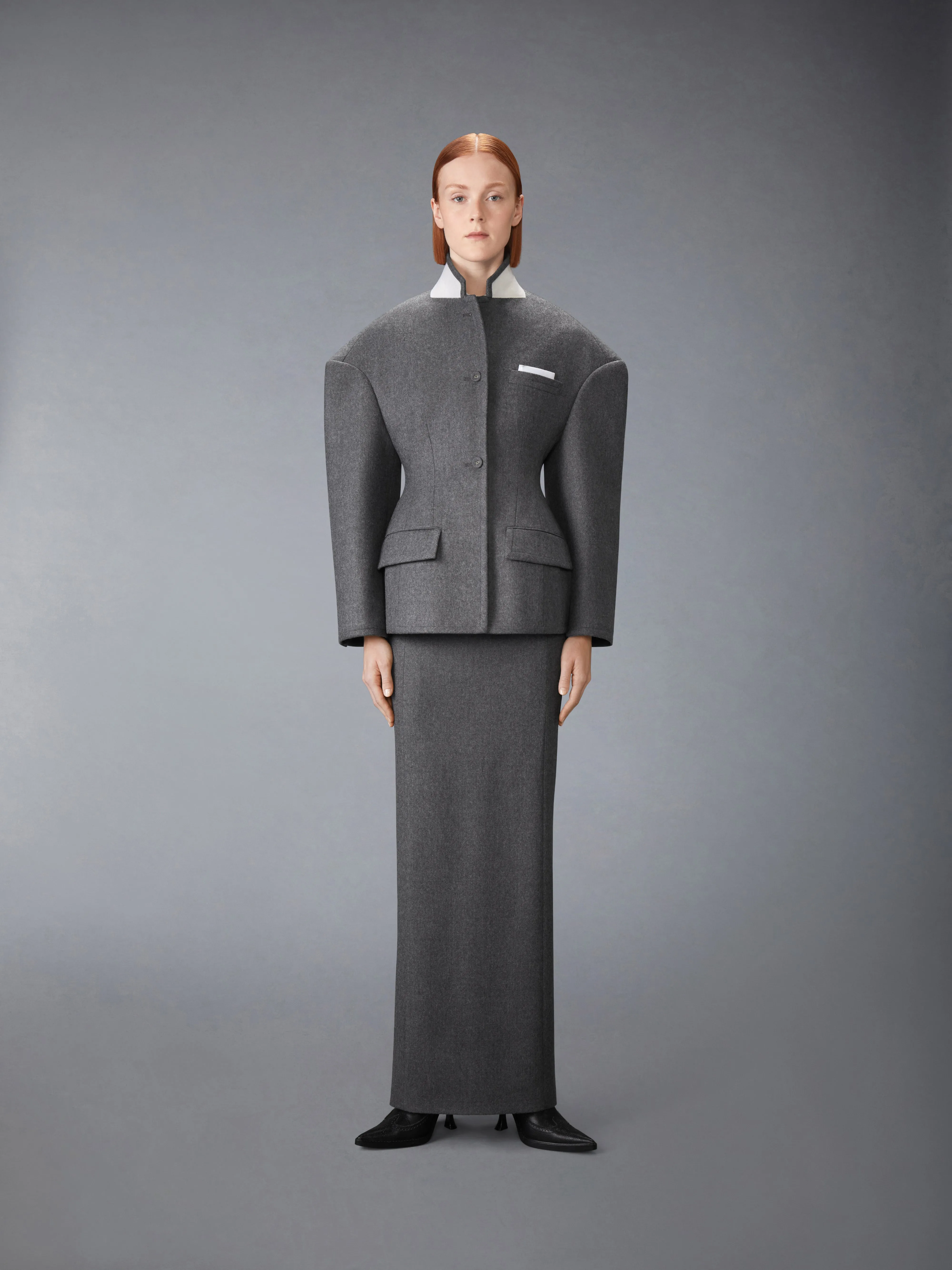 SOLID WOOL FLANNEL PENCIL SKIRT sold by Thom Browne product image thumbnail 4