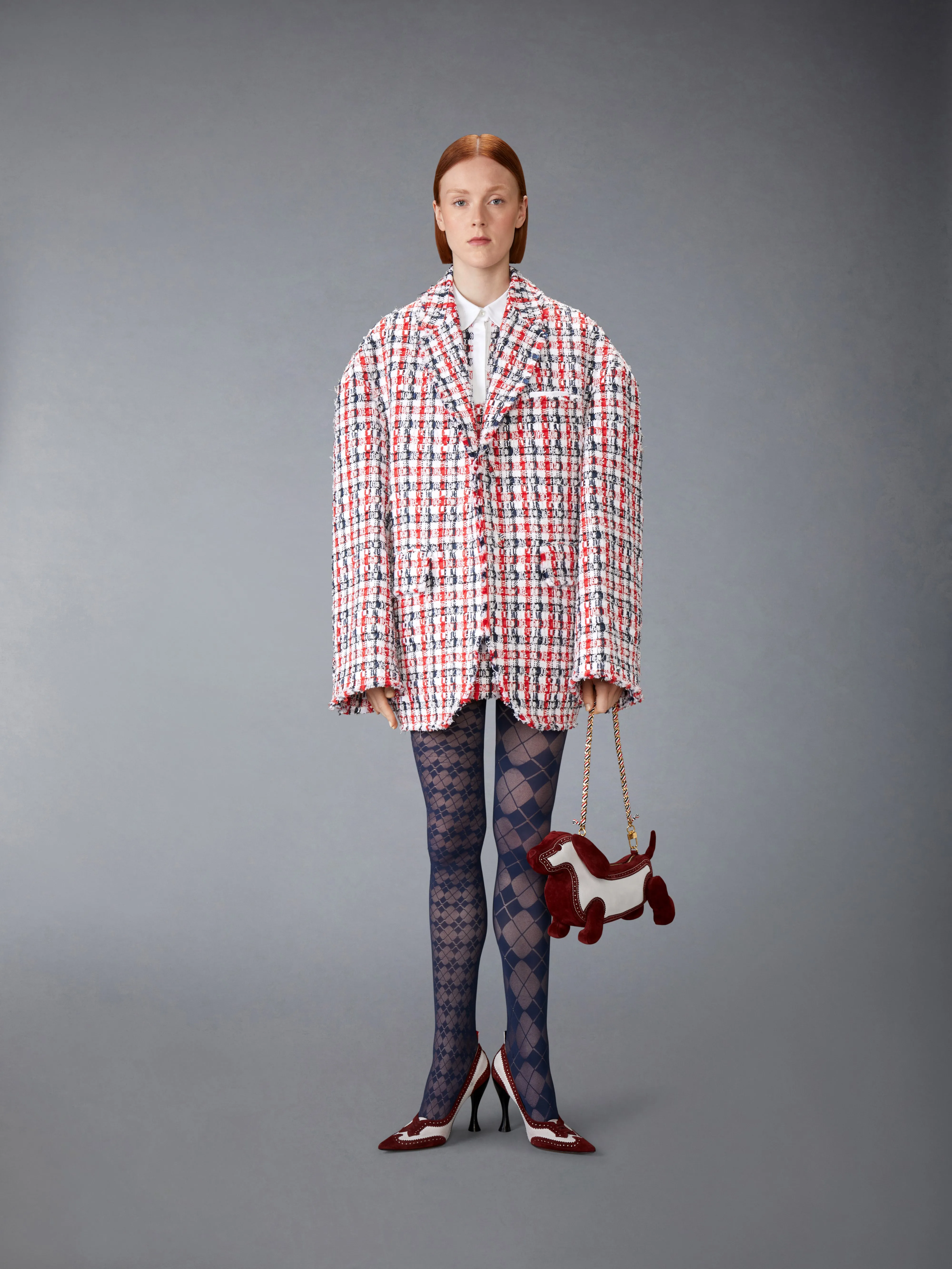 GINGHAM SATIN RIBBON TWEED SHIFT DRESS sold by Thom Browne product image thumbnail 4