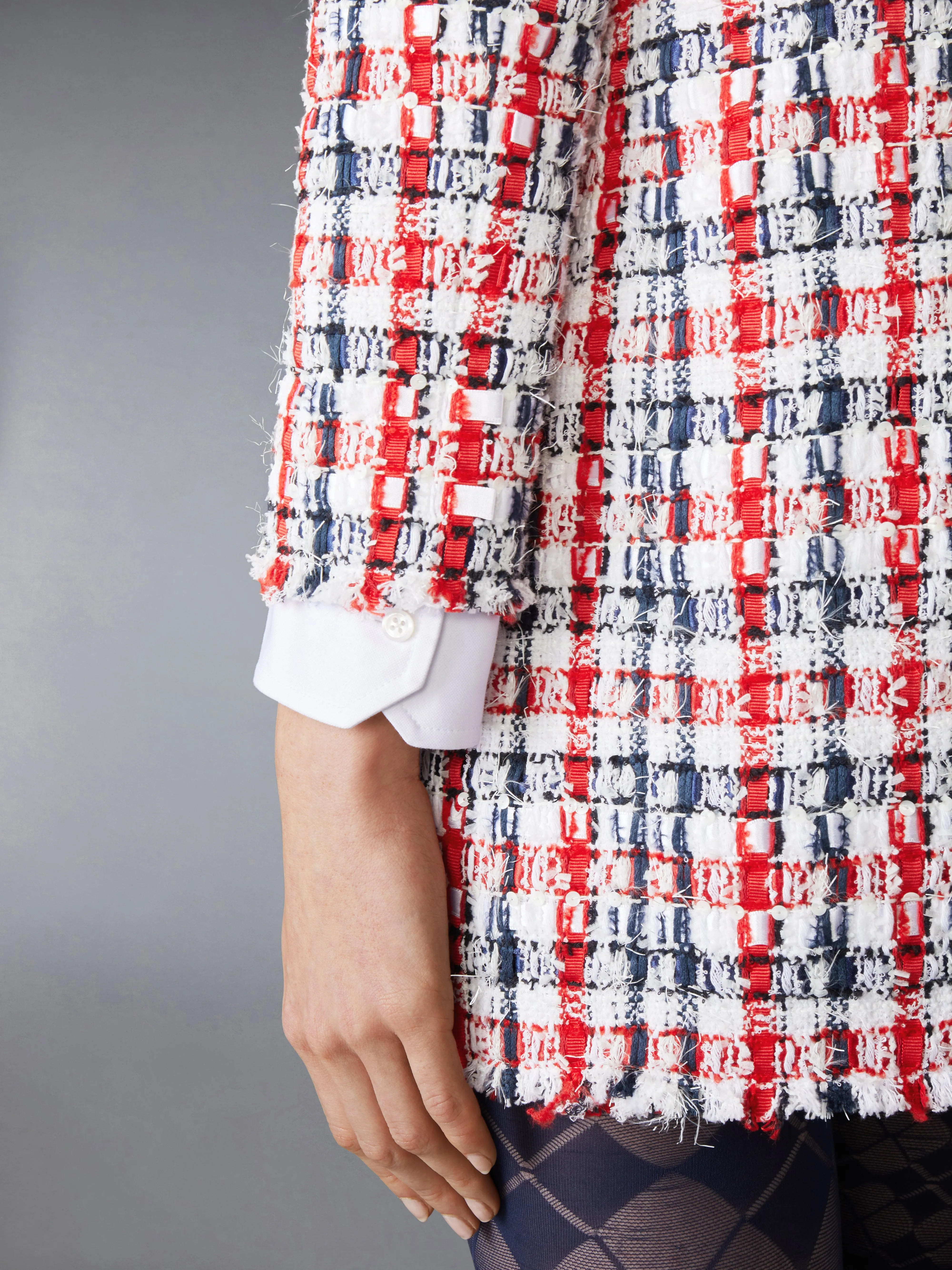 GINGHAM SATIN RIBBON TWEED SHIFT DRESS sold by Thom Browne product image thumbnail 5