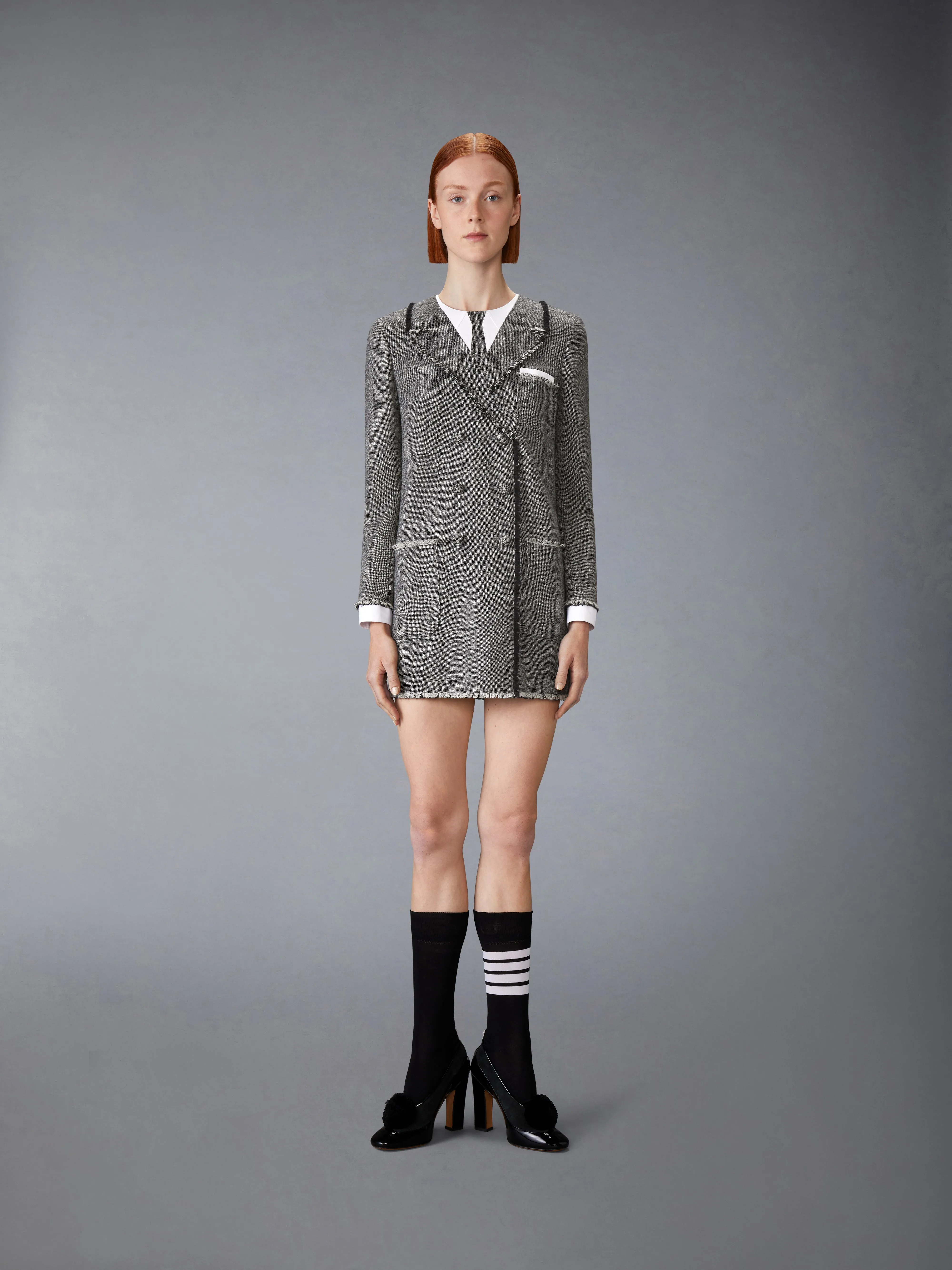 SOLID DONEGAL TWEED TROMPE L'OEIL DRESS sold by Thom Browne