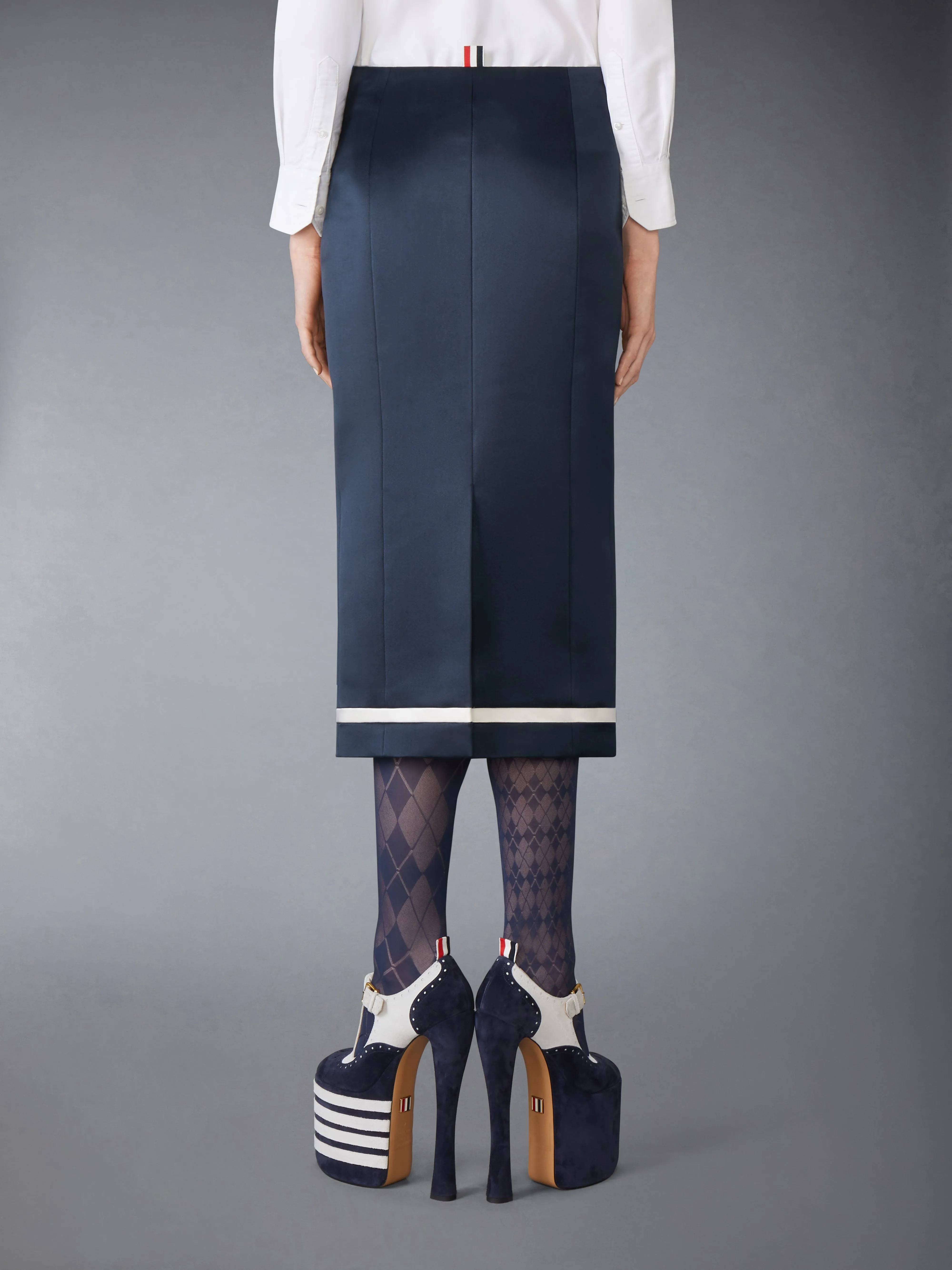 SOLID DOUBLE DUCHESS PENCIL SKIRT sold by Thom Browne product image thumbnail 3