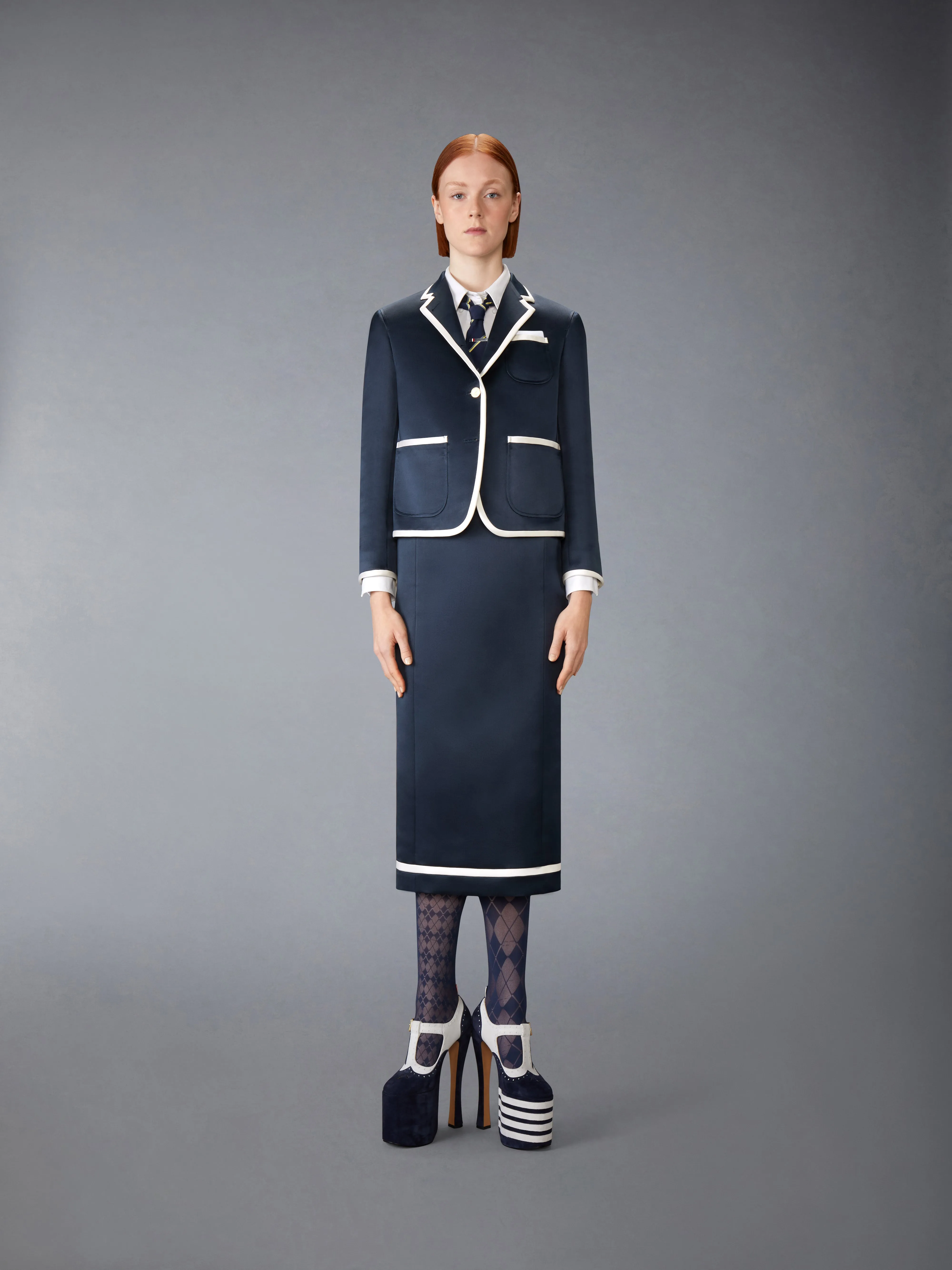 SOLID DOUBLE DUCHESS PENCIL SKIRT sold by Thom Browne product image thumbnail 4