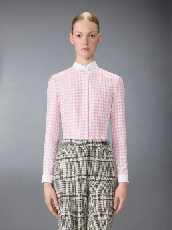 SILK TWILL GINGHAM SHIRT sold by Thom Browne