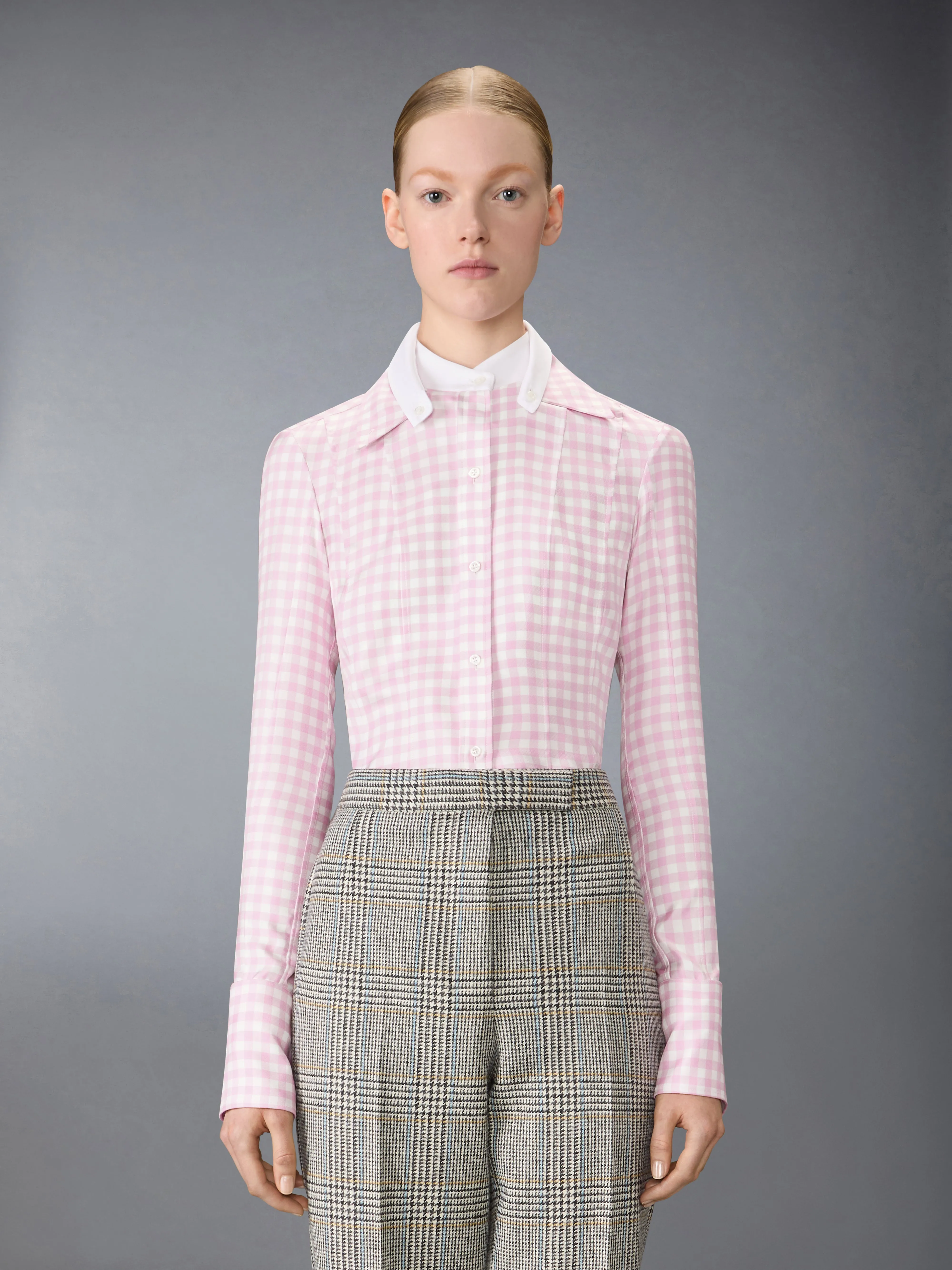 SILK TWILL GINGHAM SHIRT sold by Thom Browne product image thumbnail 2