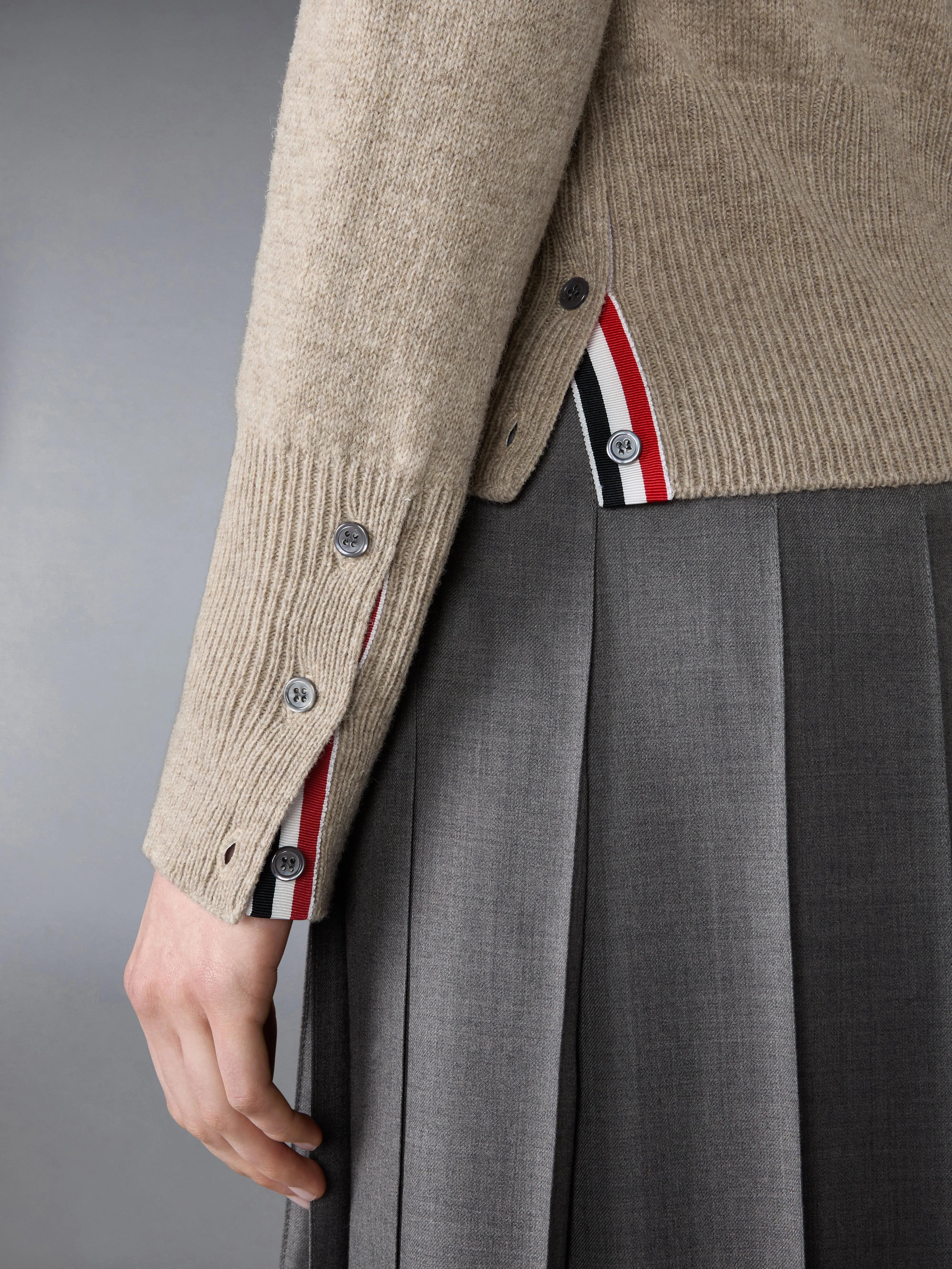 JERSEY STITCH SHETLAND WOOL 4-BAR CARDIGAN sold by Thom Browne product image thumbnail 4