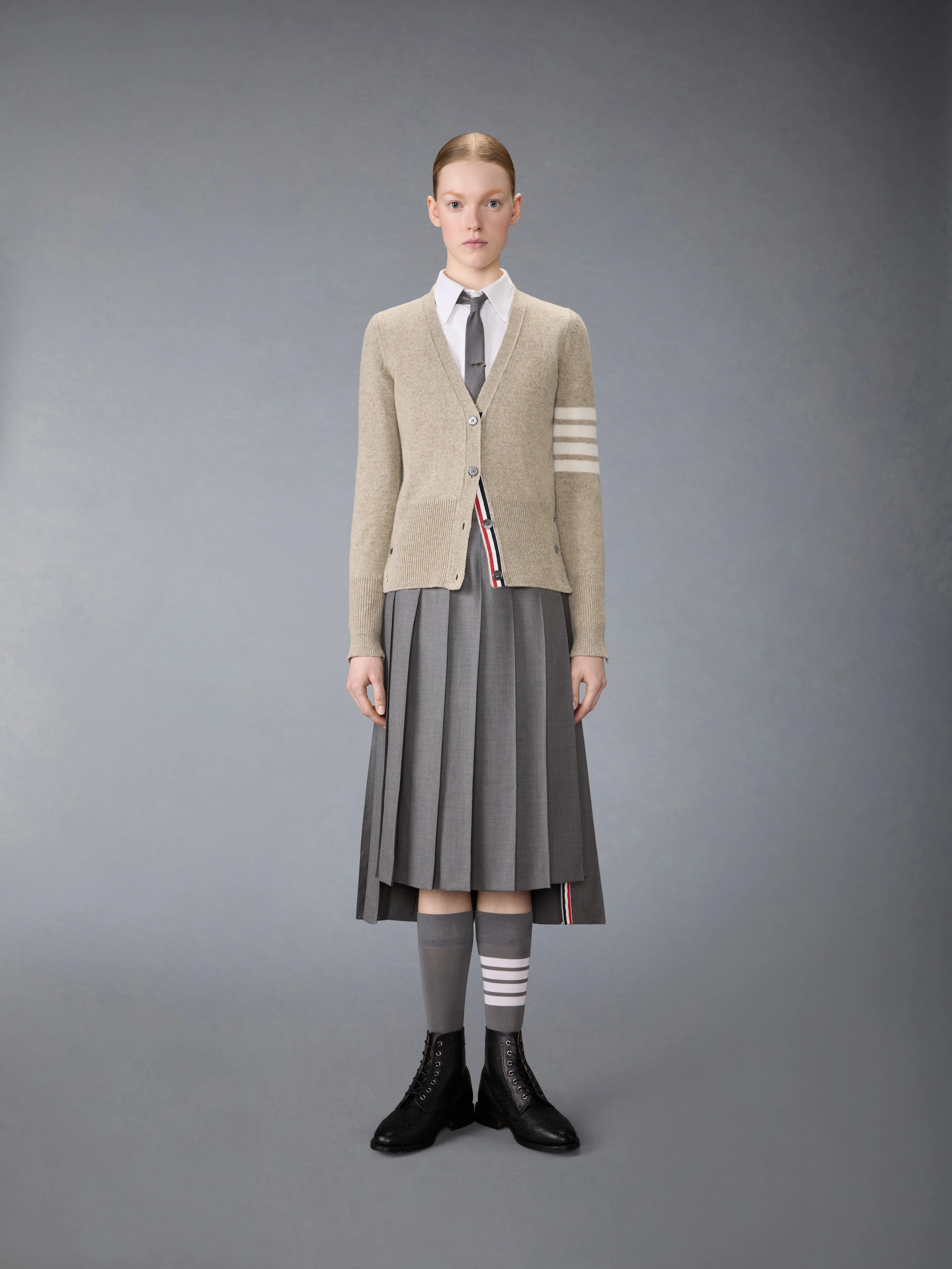 JERSEY STITCH SHETLAND WOOL 4-BAR CARDIGAN sold by Thom Browne product image thumbnail 3