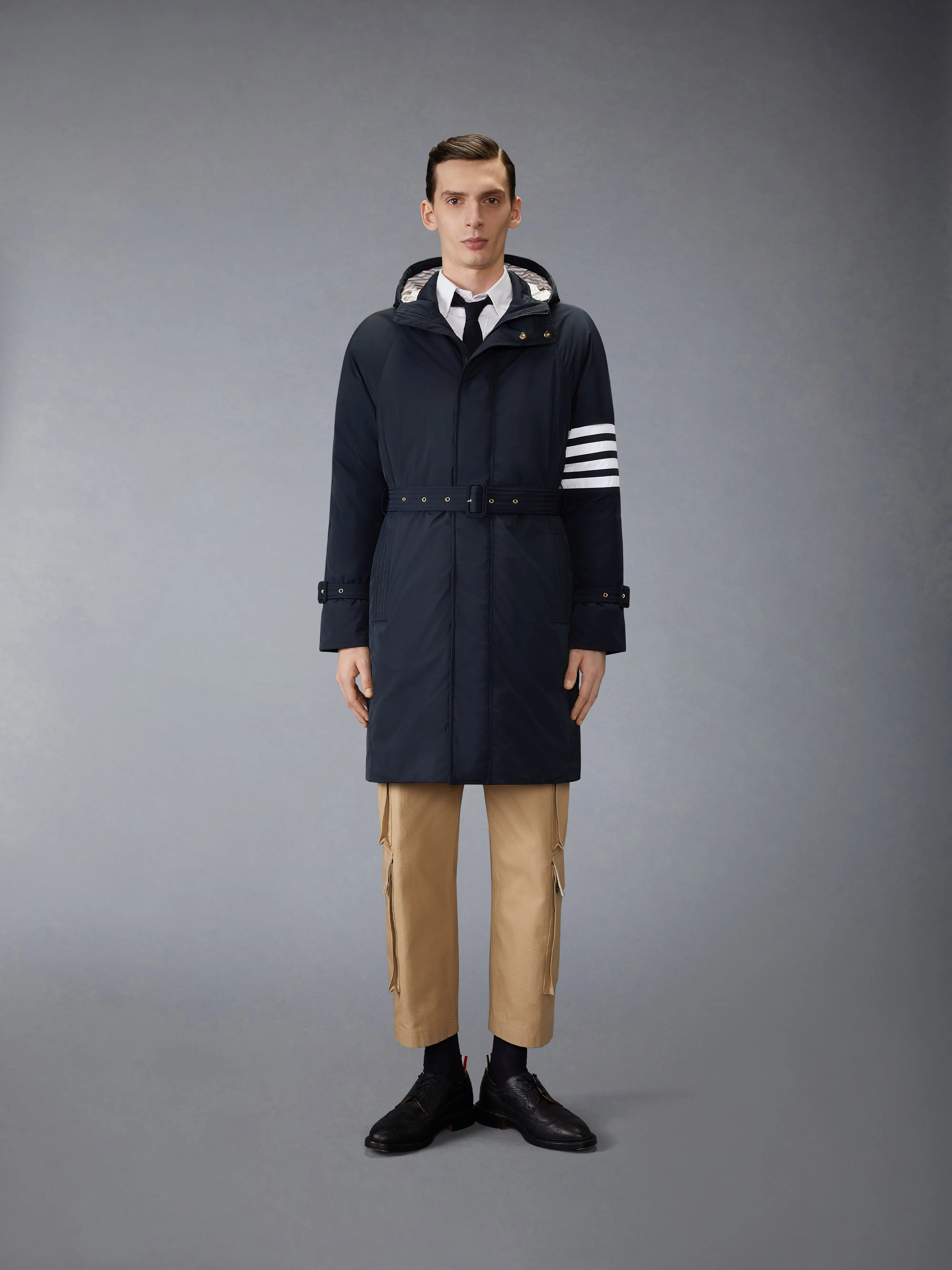 POLY TWILL 4-BAR DOWN FILLED PARKA sold by Thom Browne