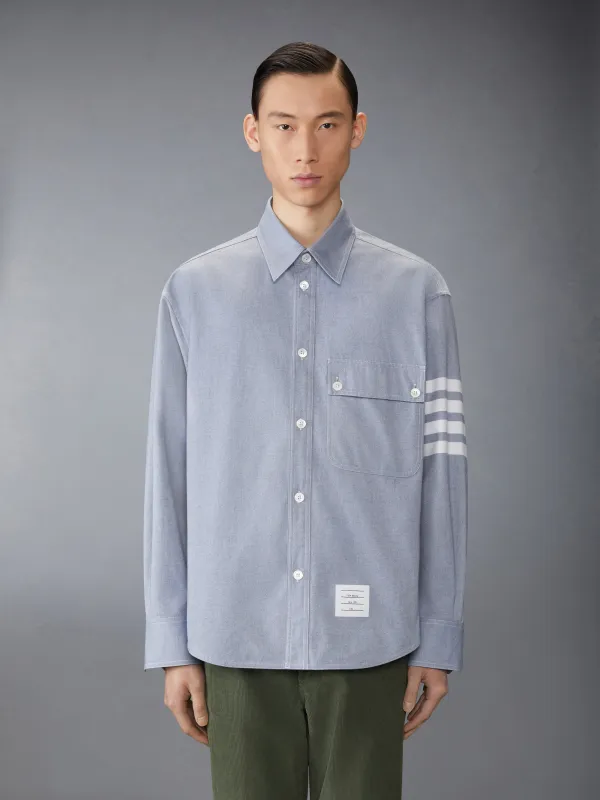 WOVEN FLANNEL 4-BAR OVERSIZED SHIRT sold by Thom Browne