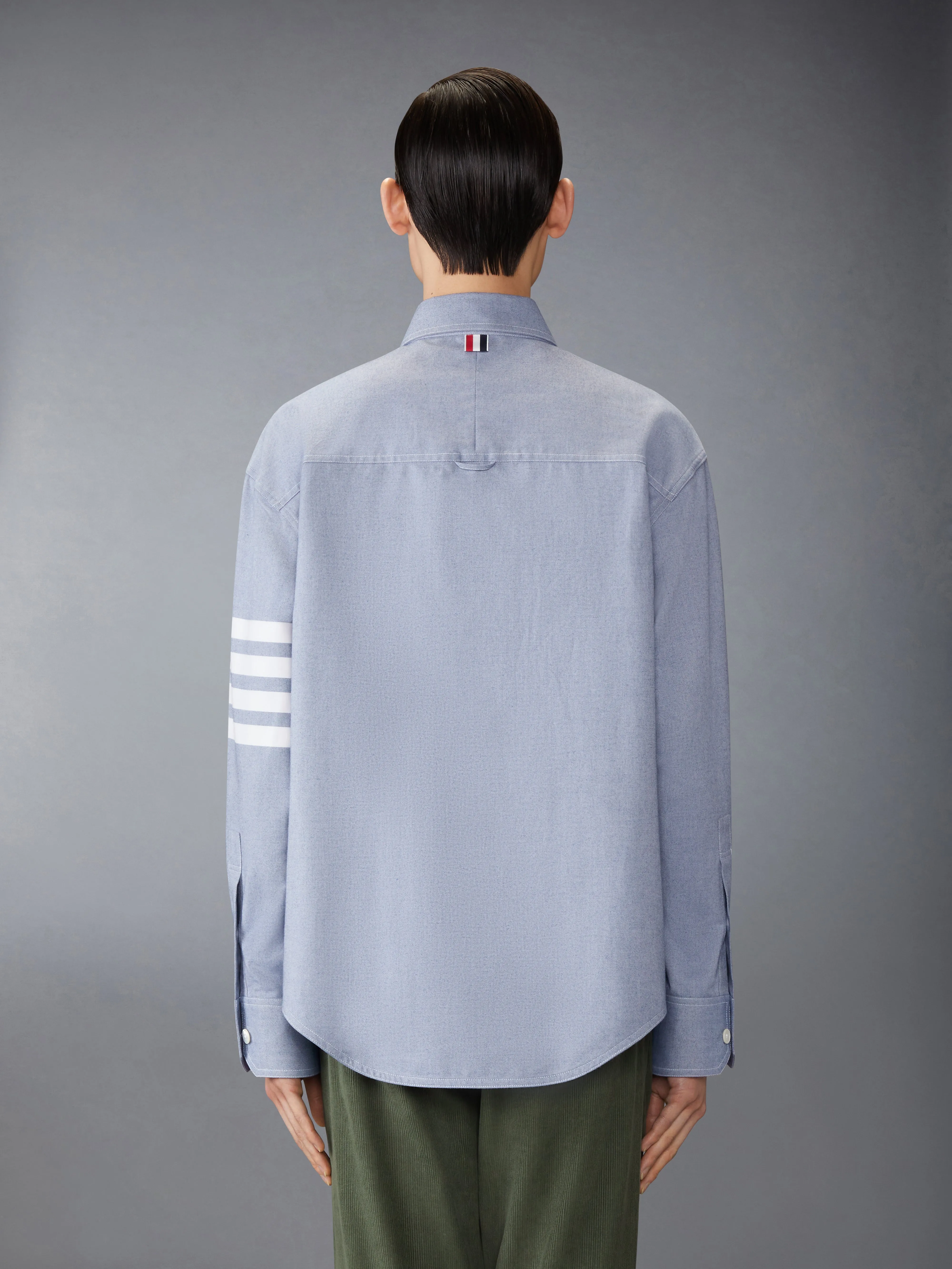 WOVEN FLANNEL 4-BAR OVERSIZED SHIRT sold by Thom Browne product image thumbnail 2