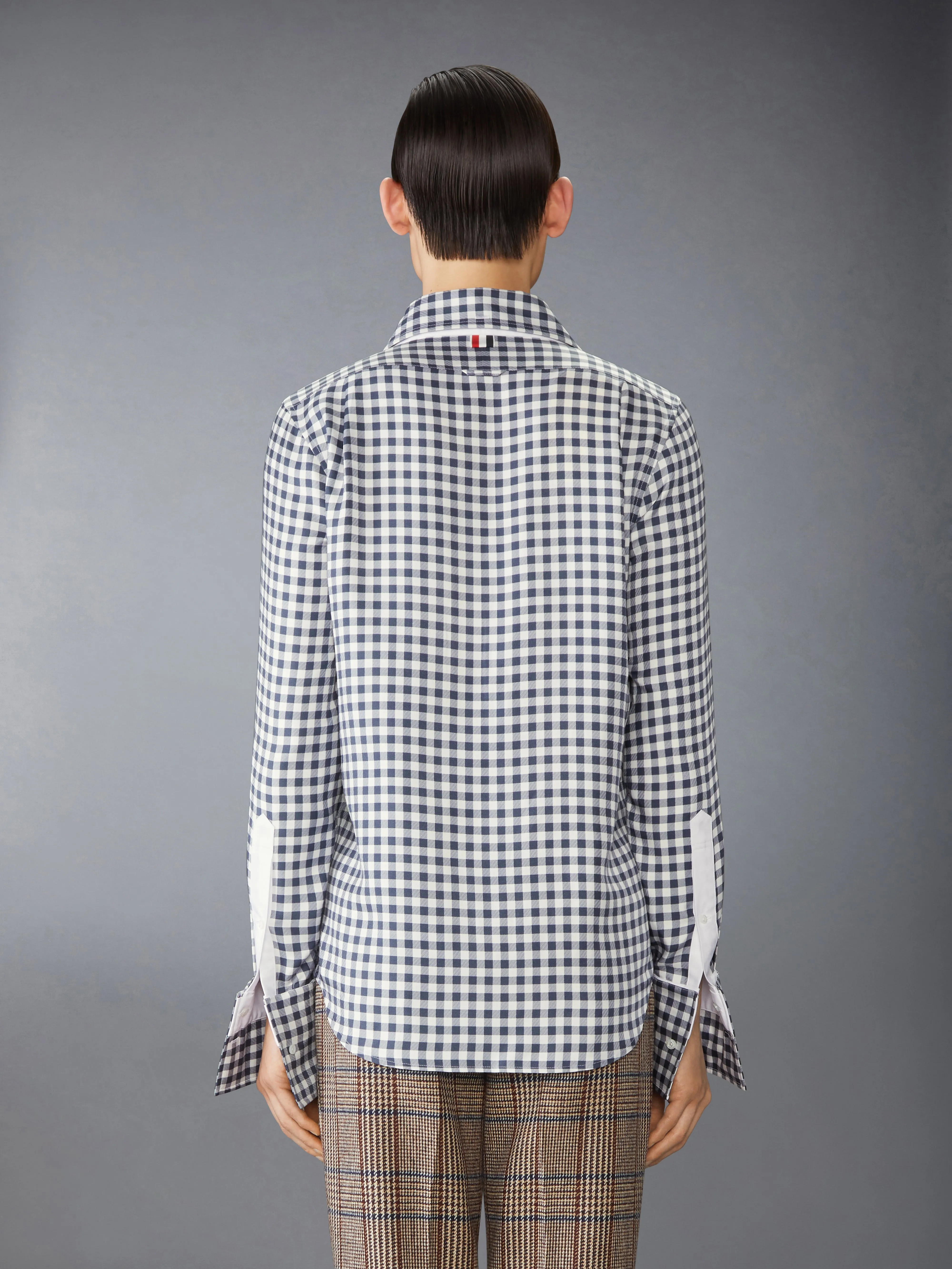 SILK TWILL GINGHAM SHIRT sold by Thom Browne product image thumbnail 4