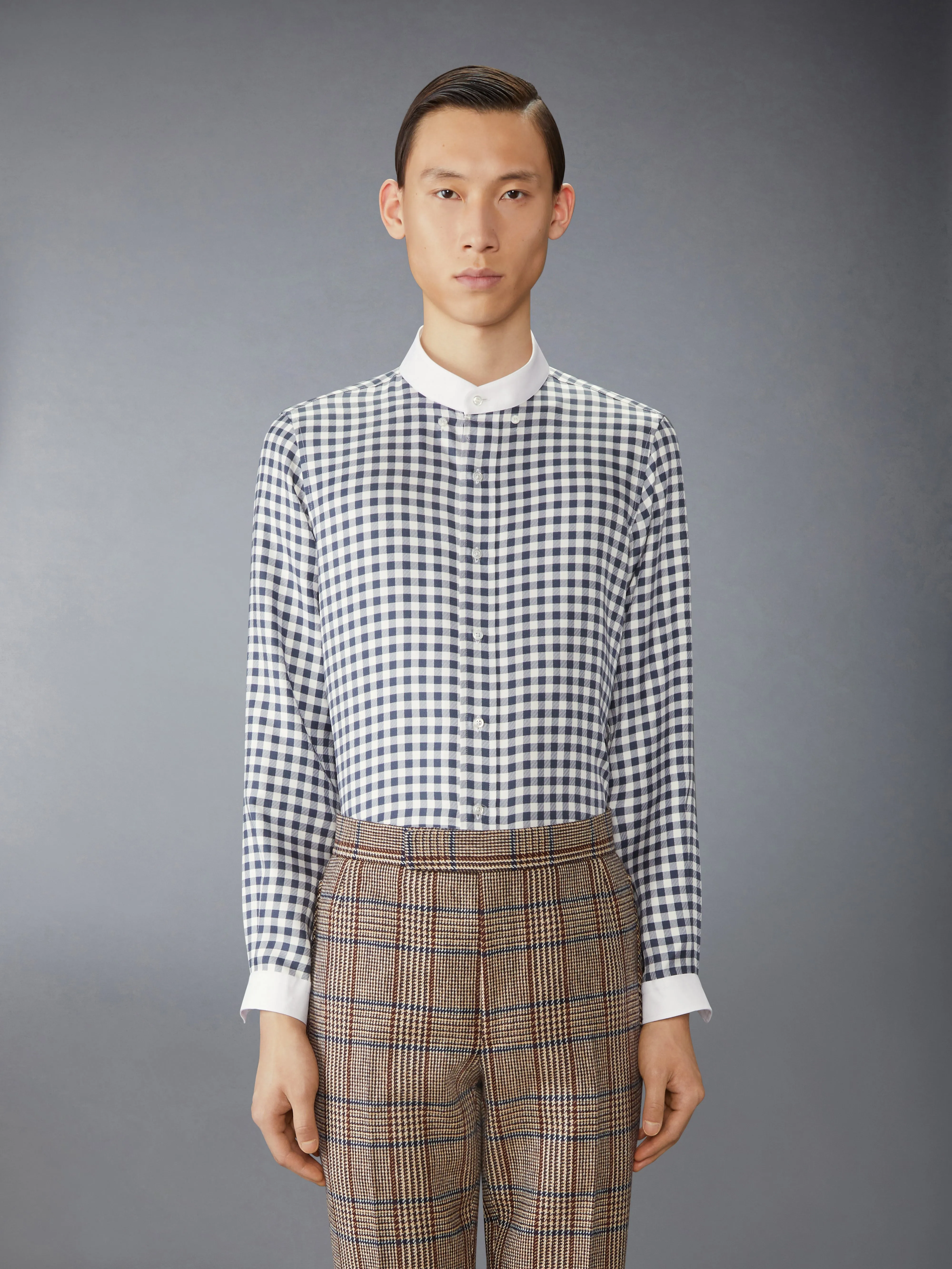 SILK TWILL GINGHAM SHIRT sold by Thom Browne product image thumbnail 2