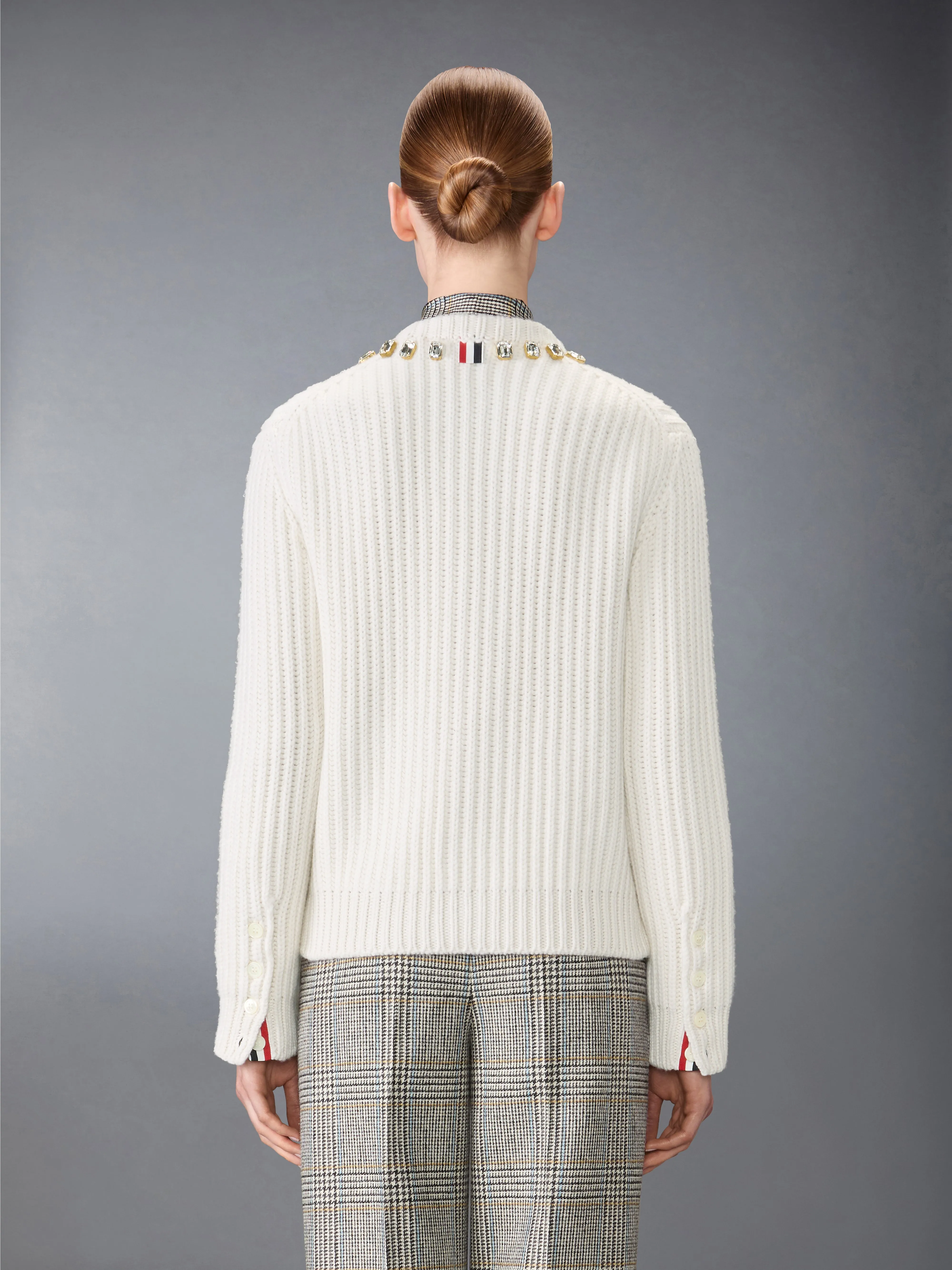 SWAROVSKI CRYSTAL HALF STITCH CASHMERE CARDIGAN sold by Thom Browne product image thumbnail 2