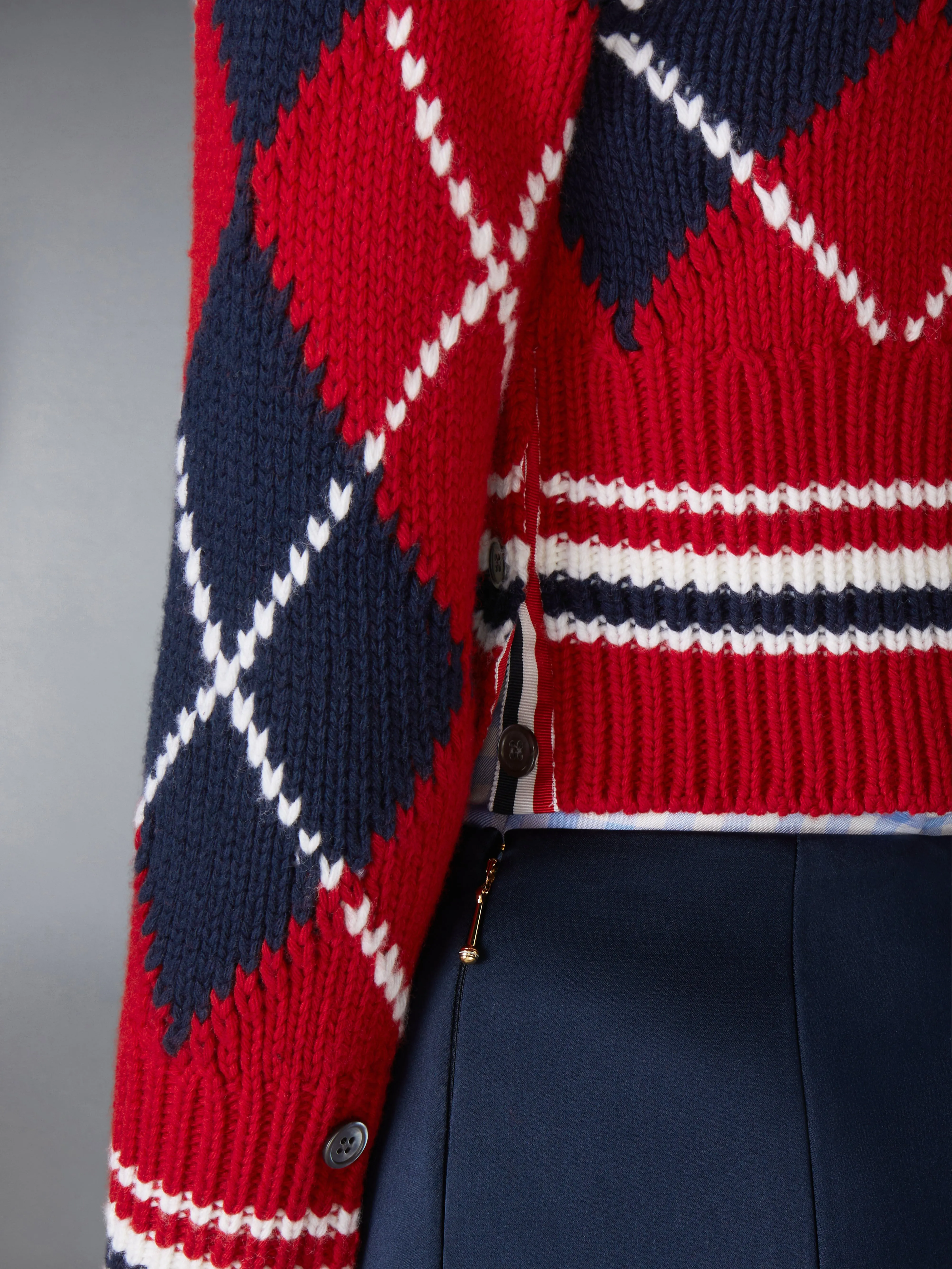 ARGYLE INTARSIA MERINO WOOL SHRUNKEN CARDIGAN sold by Thom Browne product image thumbnail 4