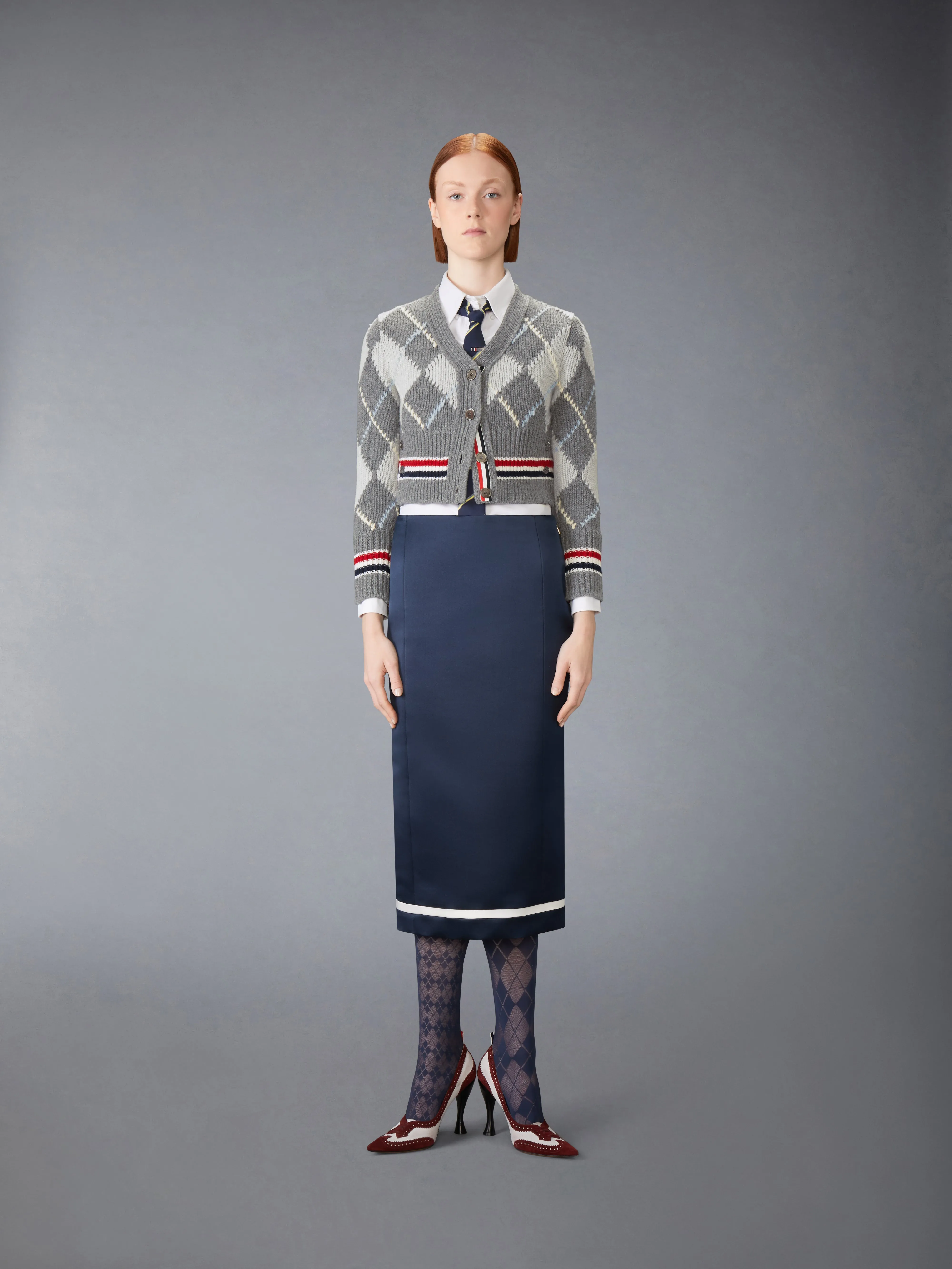 ARGYLE INTARSIA MERINO WOOL SHRUNKEN CARDIGAN sold by Thom Browne product image thumbnail 3